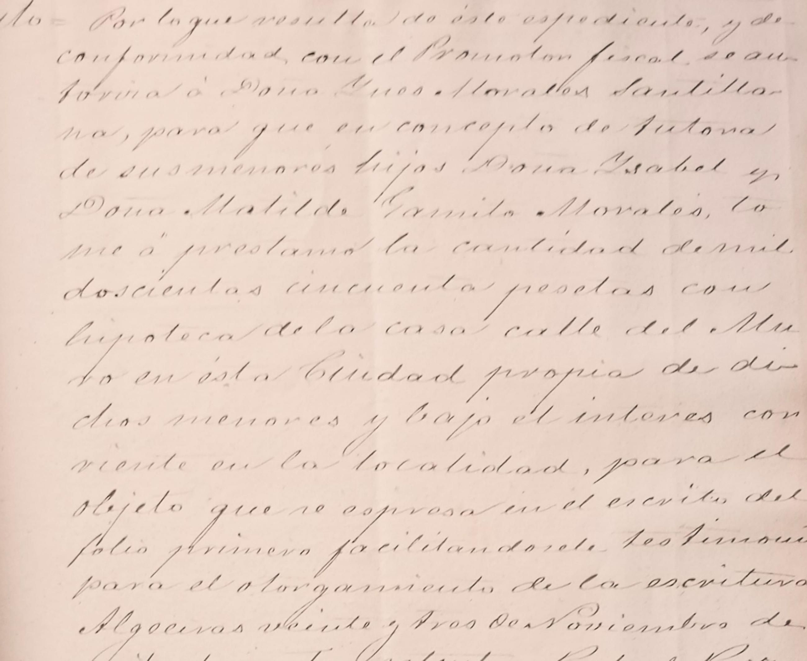 Extracto del auto promovido por Inés Morales, viuda de Gamito.