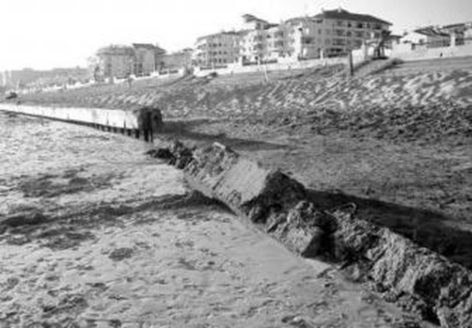 Aspecto del muro de la playa de Matalascañas.