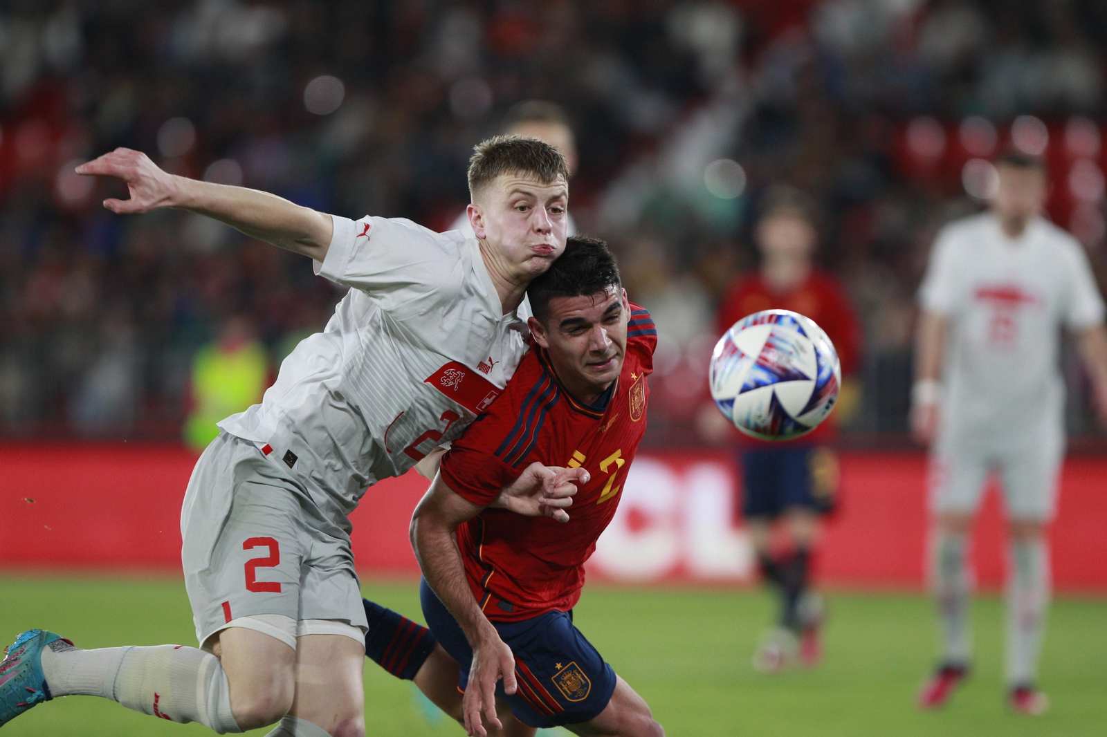 Imágenes del partido de fútbol amistoso entre las selecciones de España y Suiza Sub 21, disputado en Almería