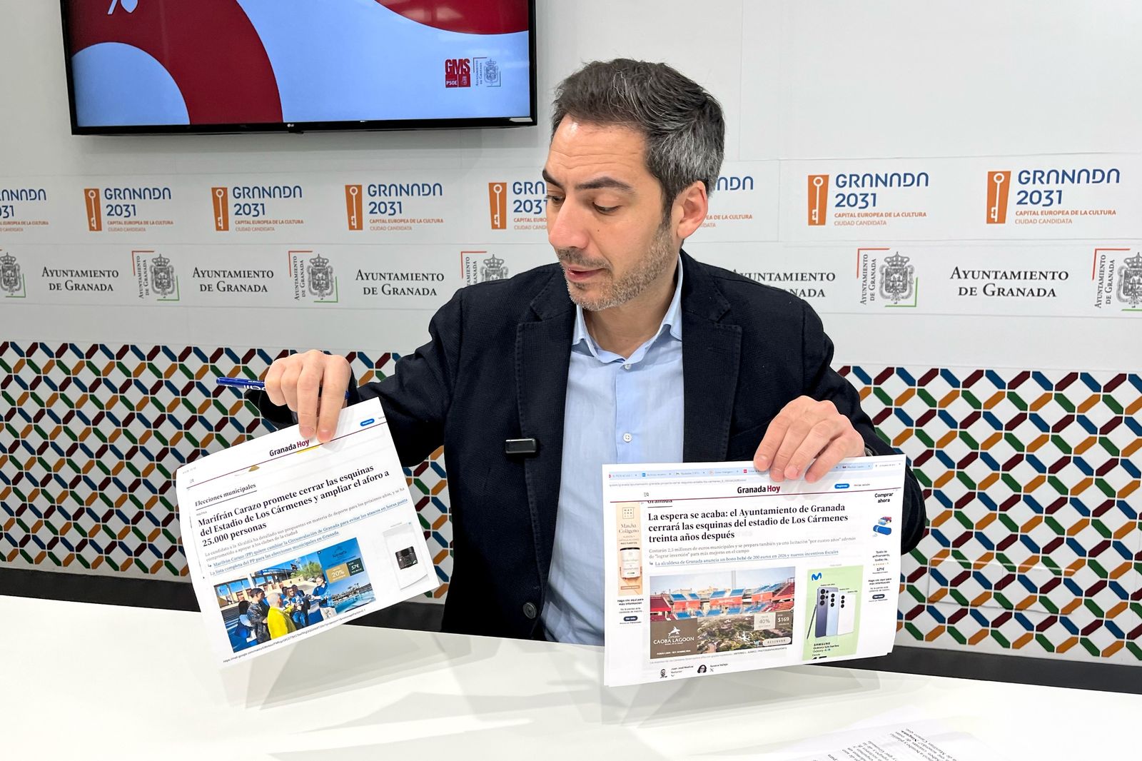 El concejal del PSOE Eduardo Castillo en rueda de prensa