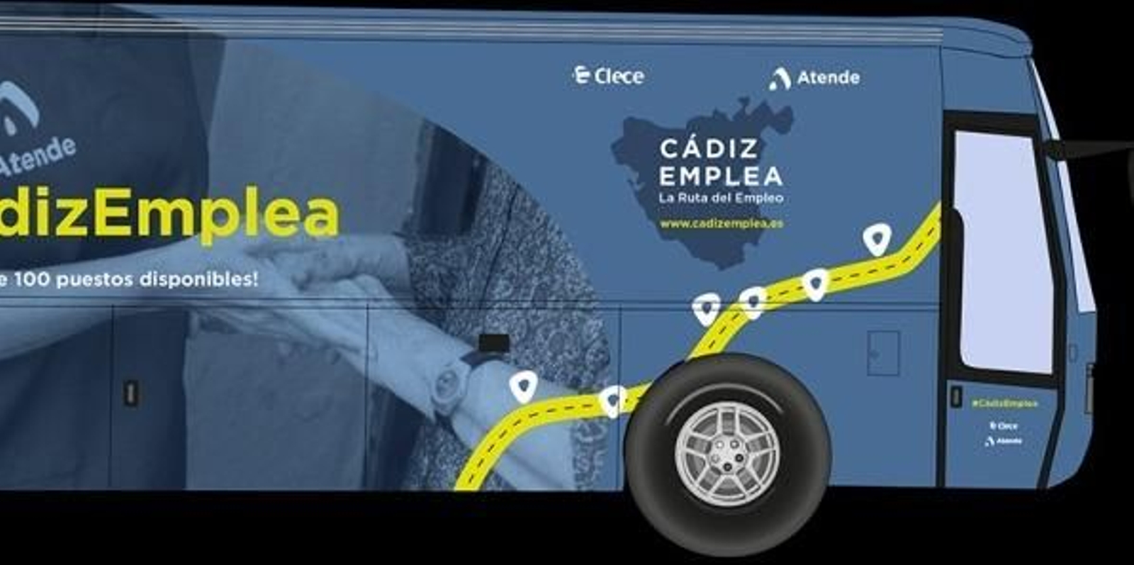 Imagen del autobús de la ruta 'Cádiz Emplea', que hará su primera parada en Jerez