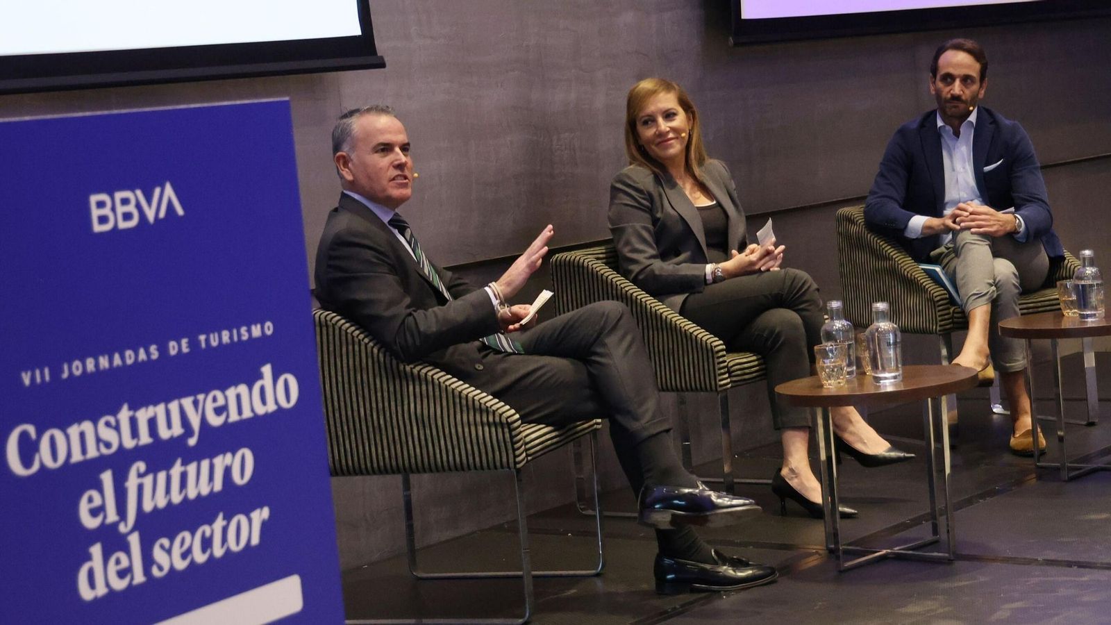 Fernando Cejudo, Global Banker Hotels and Leisure, BBVAExecutive Director; Sara Ramis, Chief Client, Marketing y Sustainability Officer Barceló Group; Ignacio Ramos, Corporate Finance Director HBX.