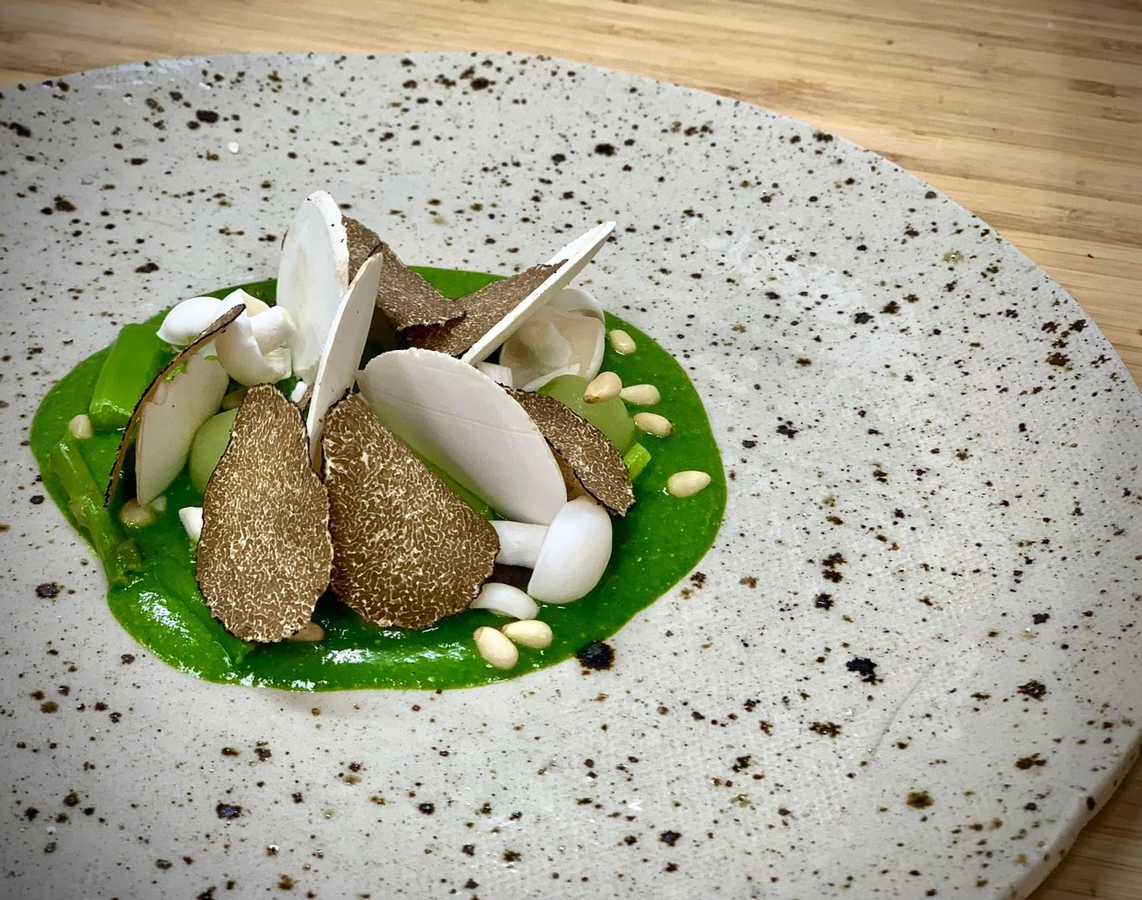 Bosque de pinos, setas y trufa