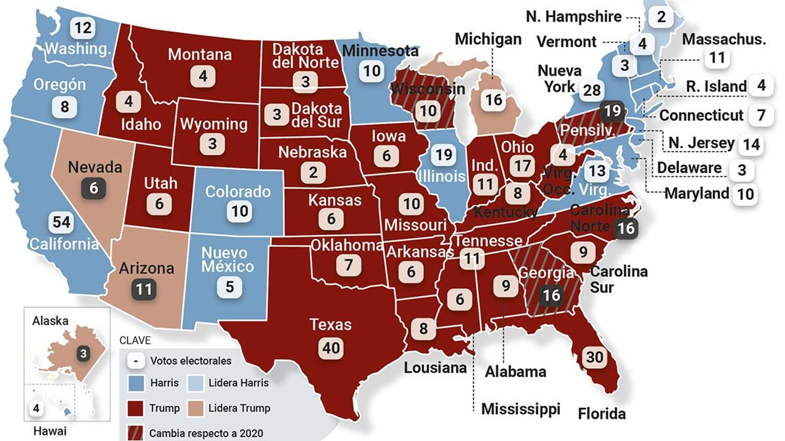 Mapa de las elecciones en Estados Unidos Mapa de las elecciones en Estados Unidos