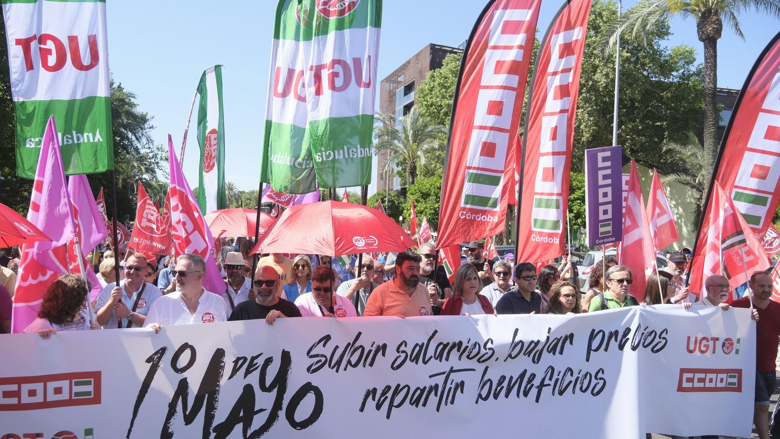 Cabecera de la manifestación del Primero de Mayo en Córdoba.