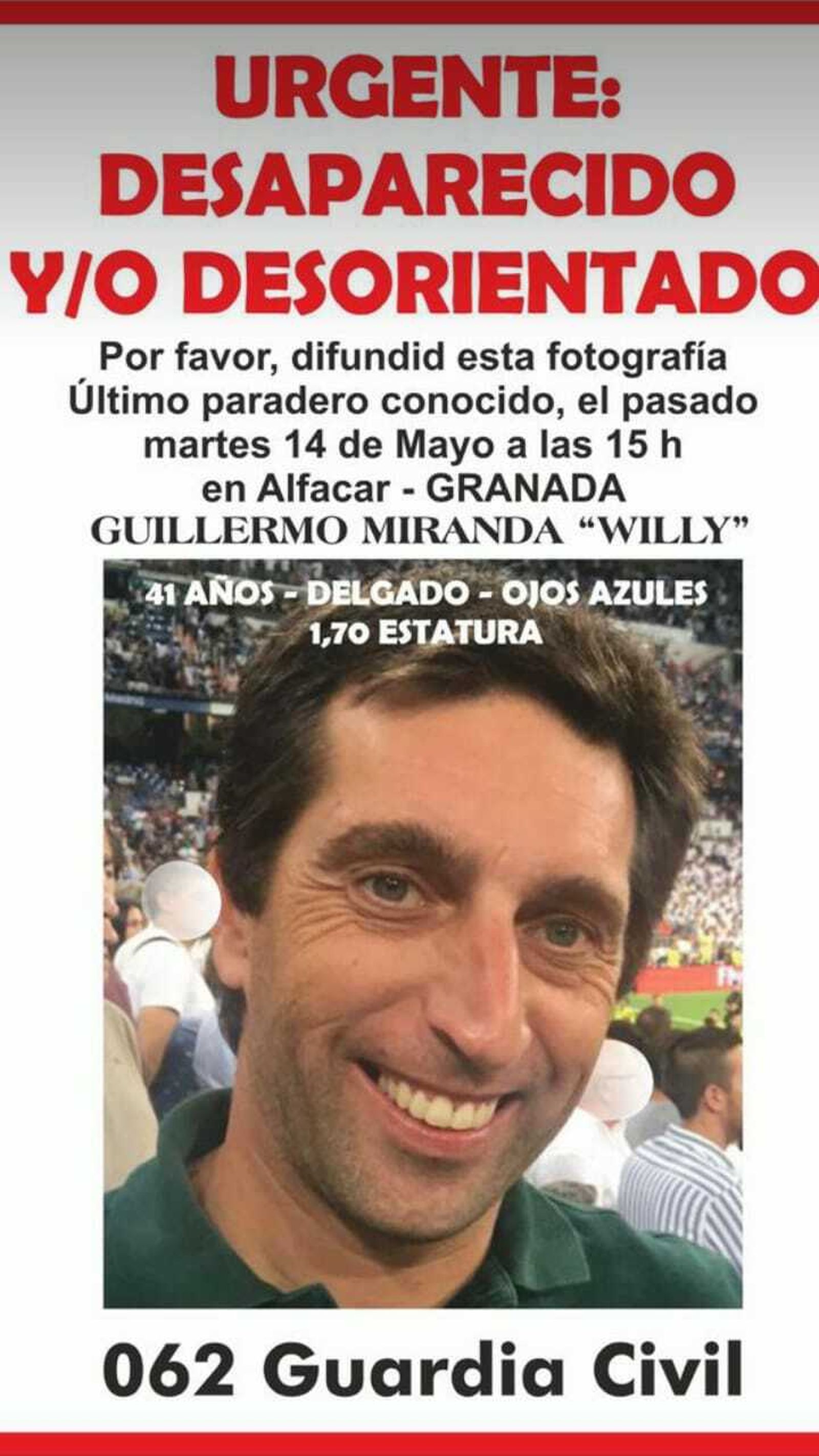 Cartel de la desaparición difundido.