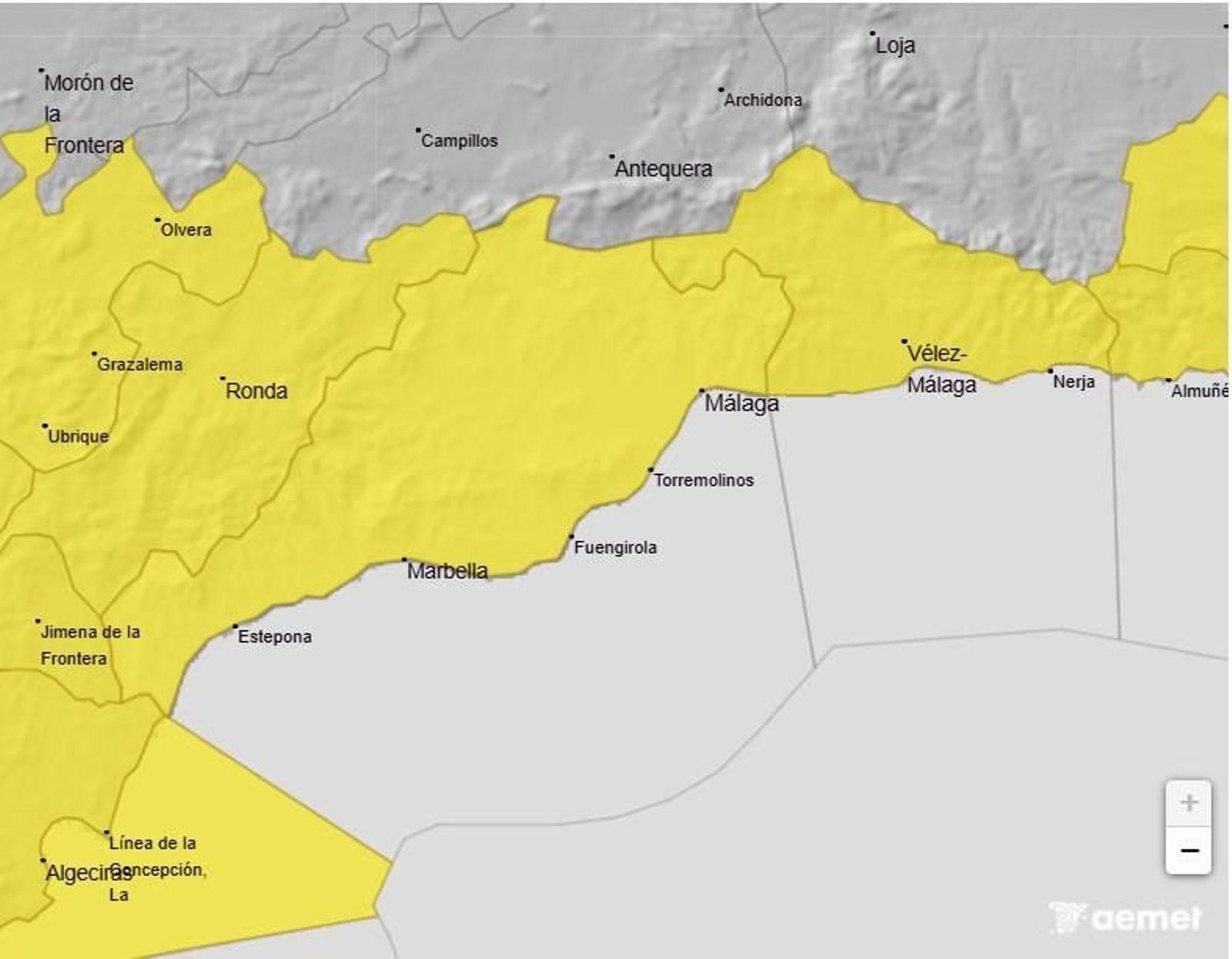 El aviso amarillo en Málaga se extiende al sábado 15 de noviembre.