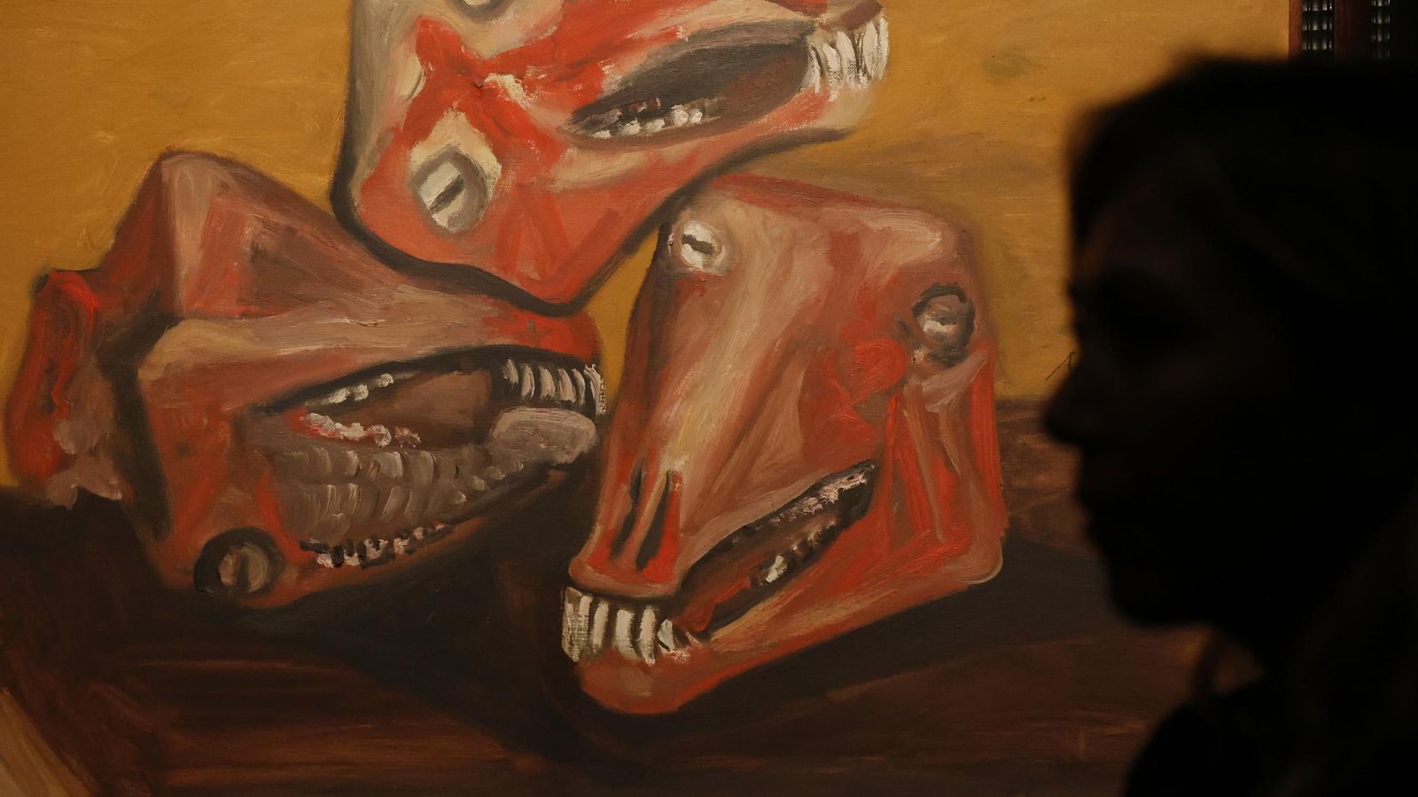 Cuadro con las cabezas de cordero que evocan a Goya. Cuadro con las cabezas de cordero que evocan a Goya.