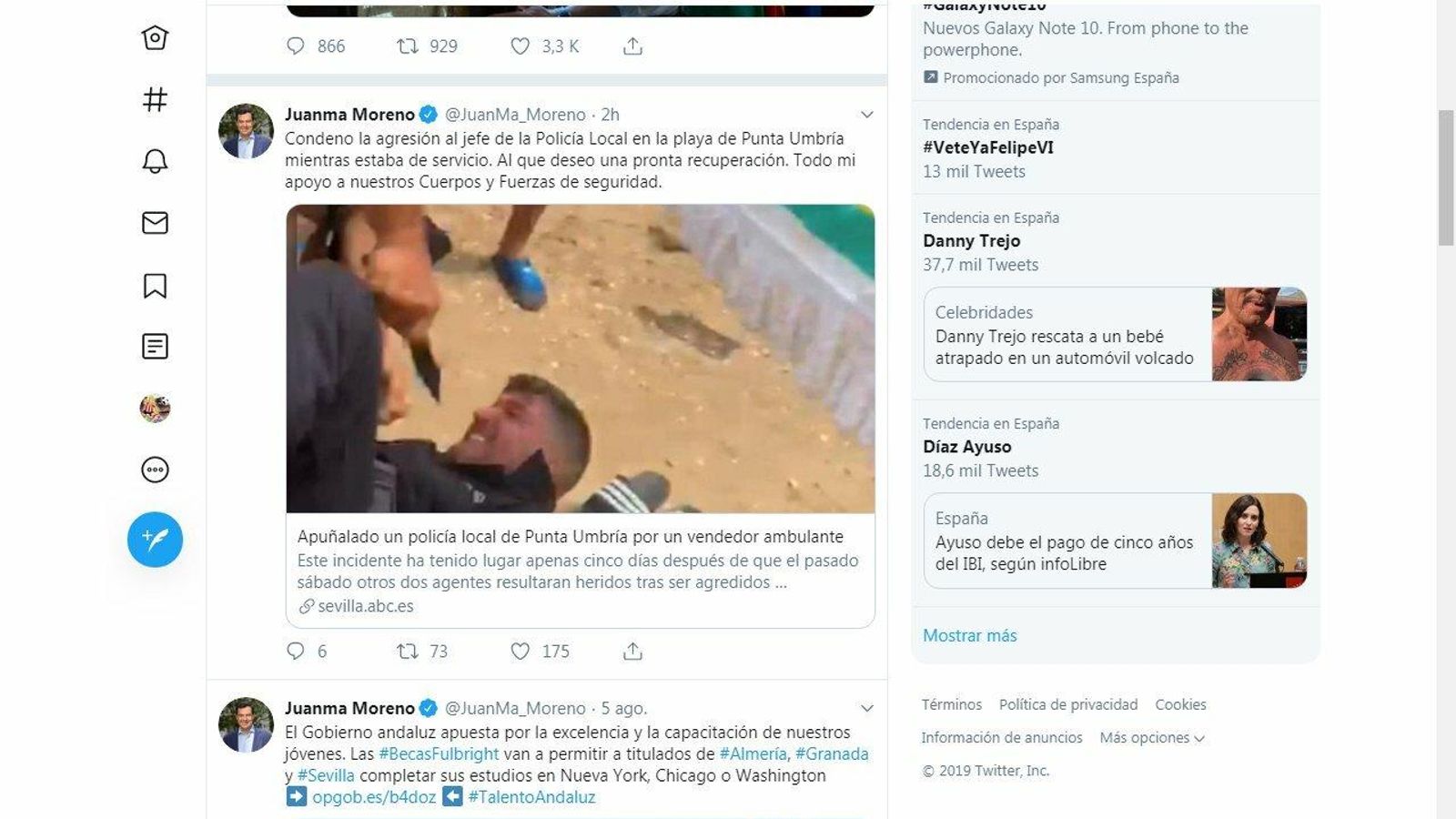 ‘Tweet’ del presidente de la Junta de Andalucía, Juanma Moreno.