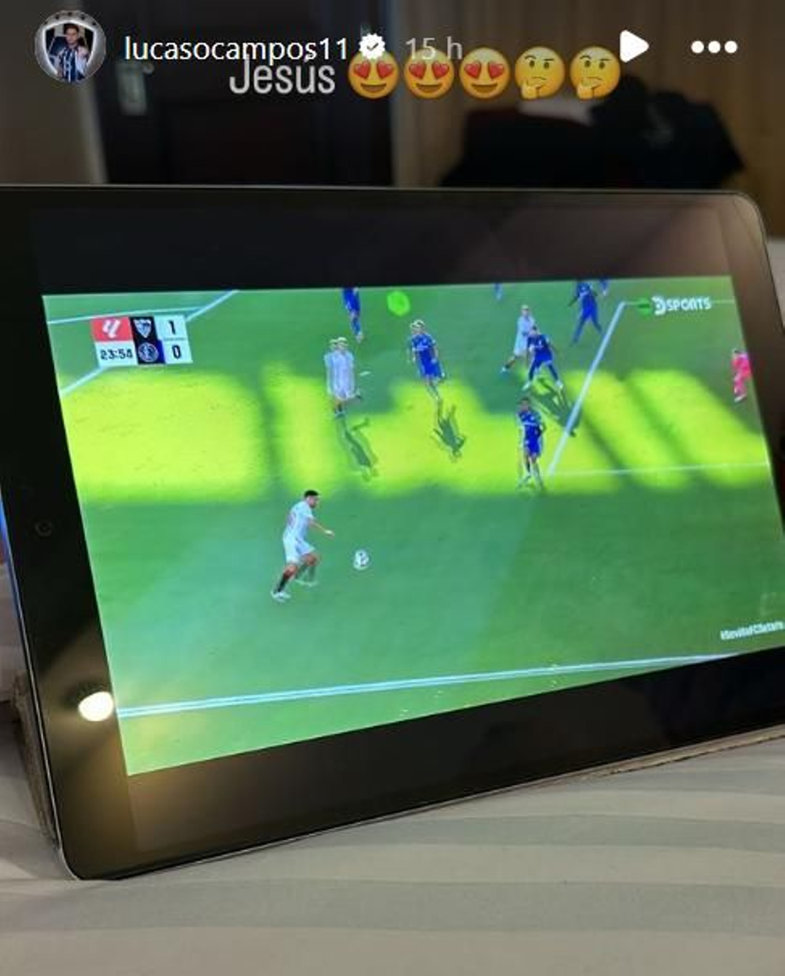 Lucas Ocampos celebra a través de su instagram el gol de Navas.