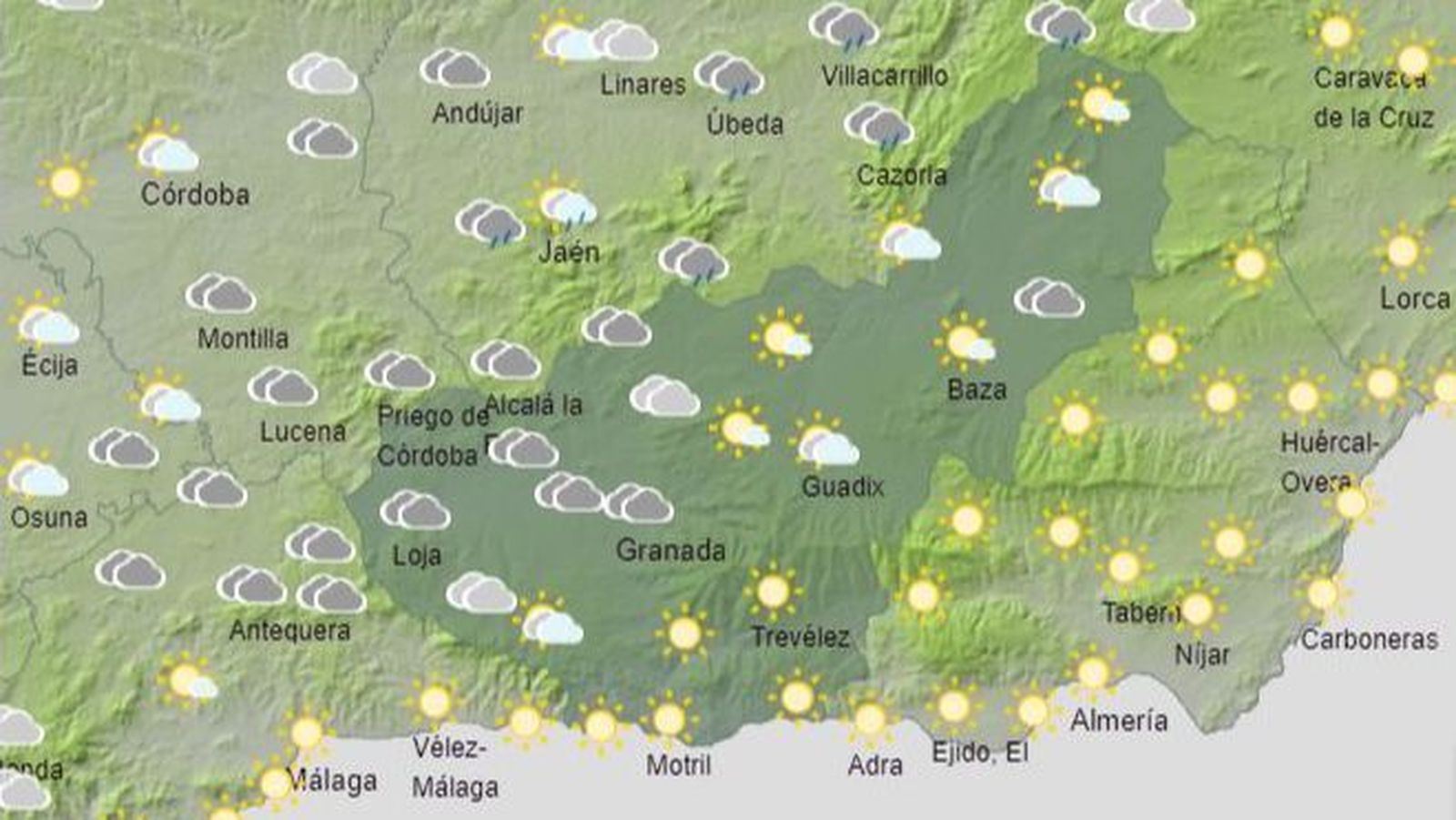 El Tiempo en Granada el 17 de octubre de 2024