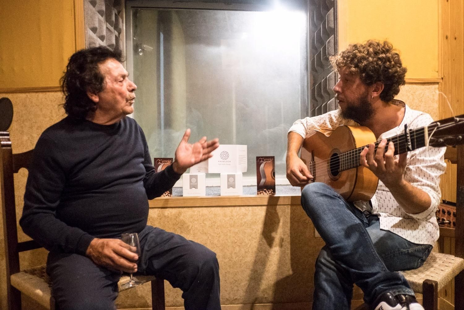 Diego Agujetas y Pepe del Morao, durante la grabación.