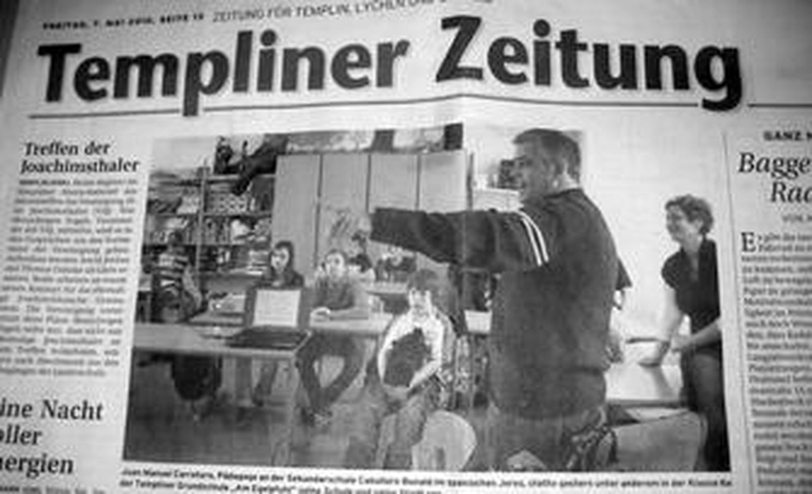 Periódico alemán en el que se publica la experiencia llevada a cabo por el IES 'Caballero Bonald'.