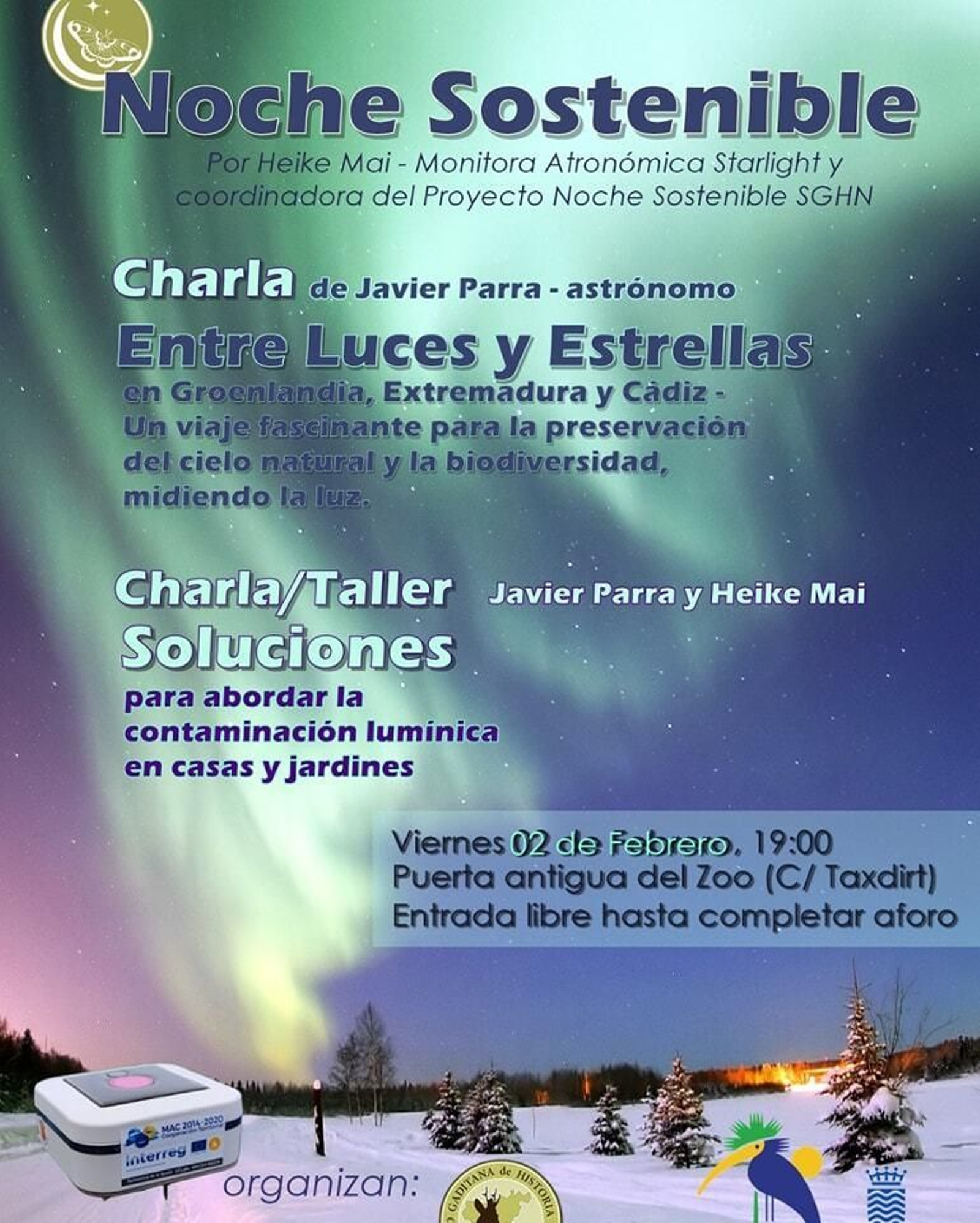 Cartel de la actividad de la 'Noche sostenible' en el Zoo de Jerez.