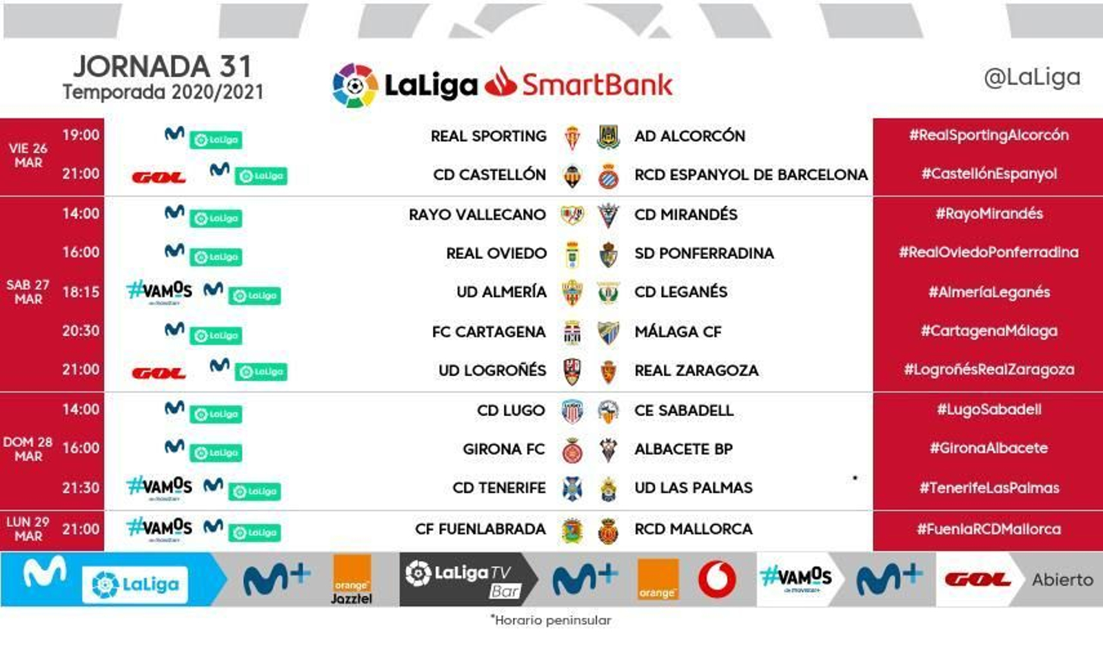 El Málaga CF ya conoce sus horarios para las jornadas 31, 32 y 33 de Segunda División El Málaga CF ya conoce sus horarios para las jornadas 31, 32 y 33 de Segunda División
