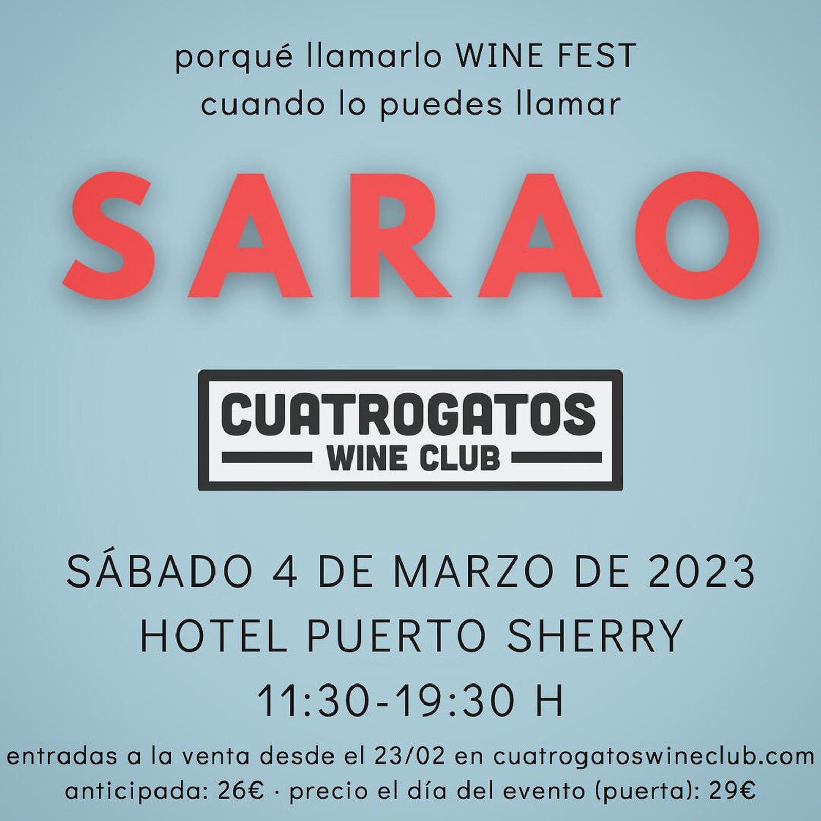 Puerto Sherry acoge este sábado la sexta edición de Cuatrogatos Wine Fest.