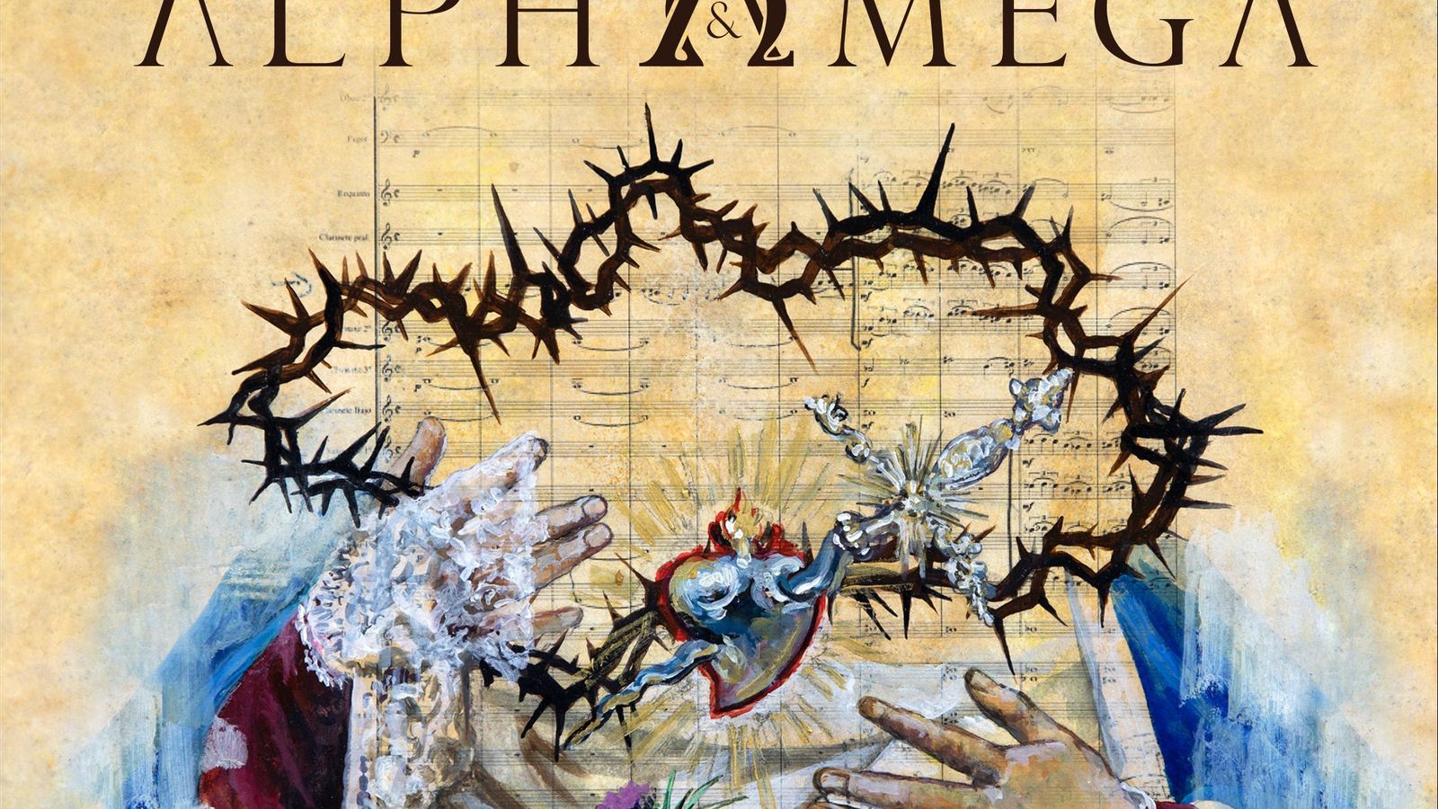 Detalle de la portada de "Alpha & Omega", con una pintura de Nuria Barrera