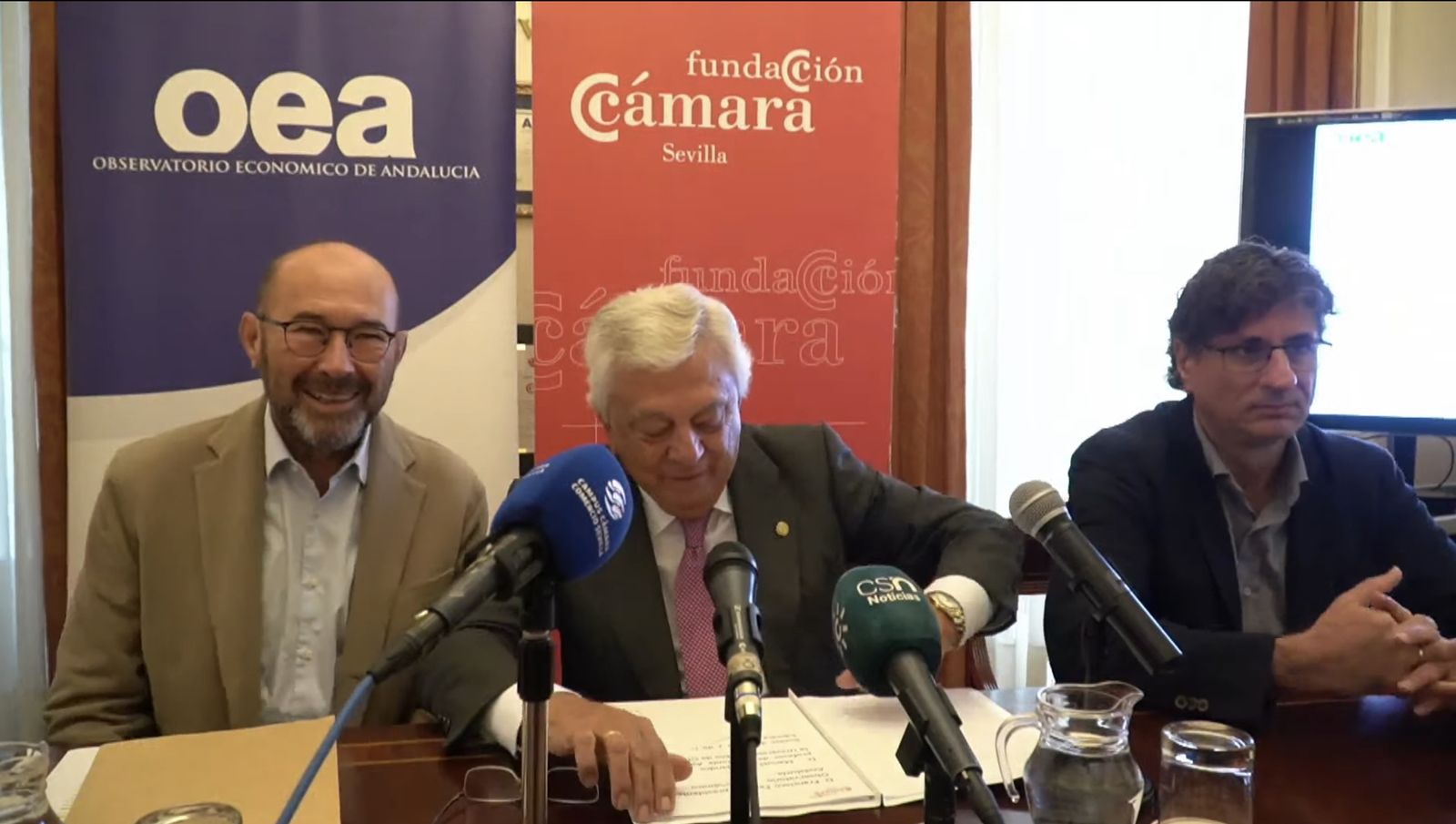 Francisco Ferraro, Francisco Herrero y Manuel Alejandro Hidalgo, en la presentación del informe.