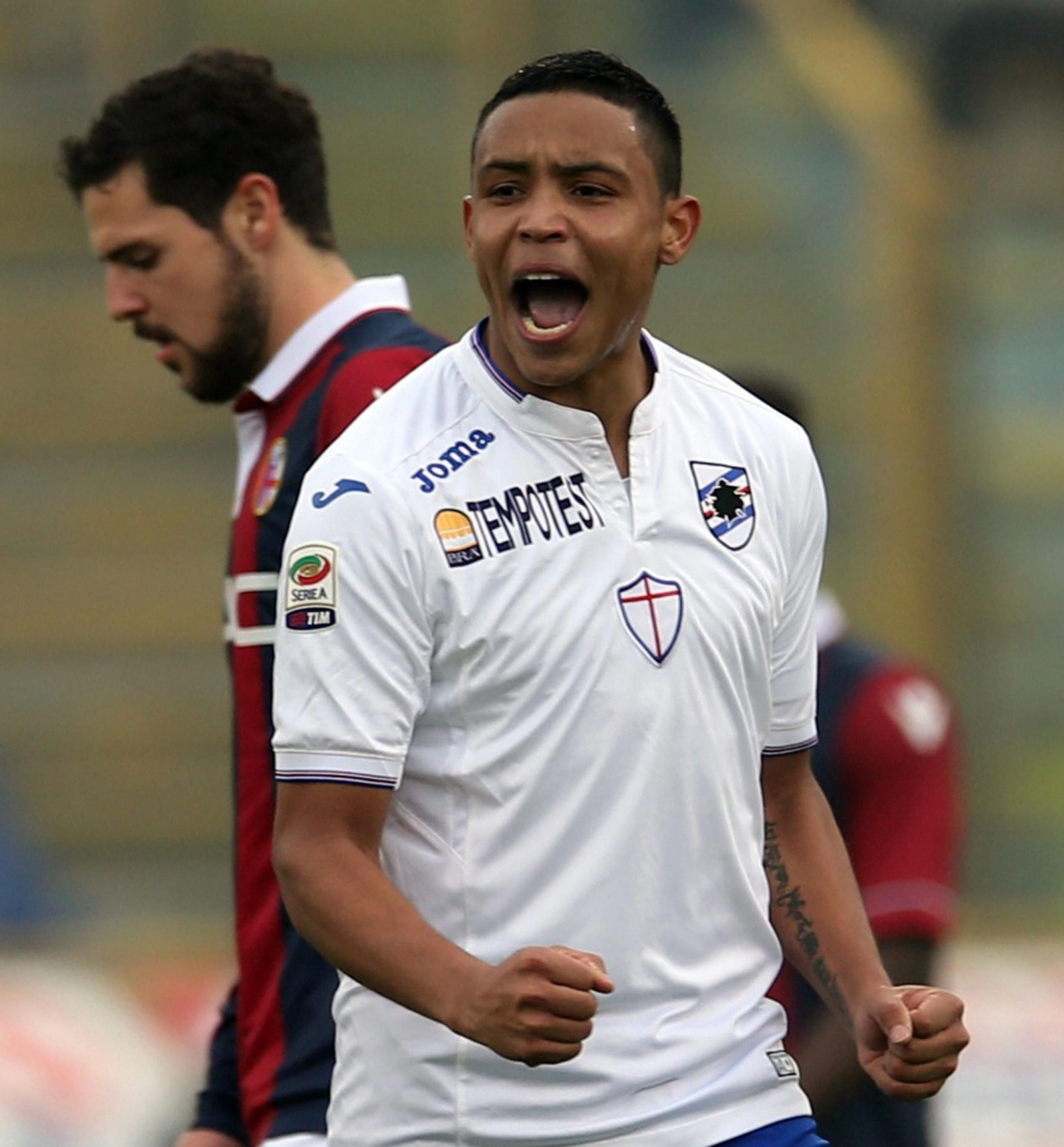 Luis Muriel celebra un gol con la Sampdoria el curso pasado.