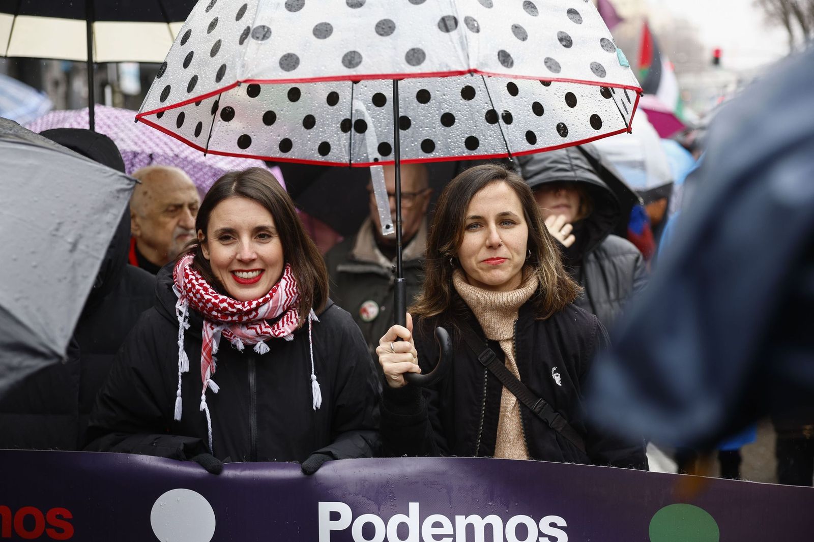 Irene Montero, junto a Ione Belarra, en una manifiestación en apoyo a Gaza el domingo pasado.