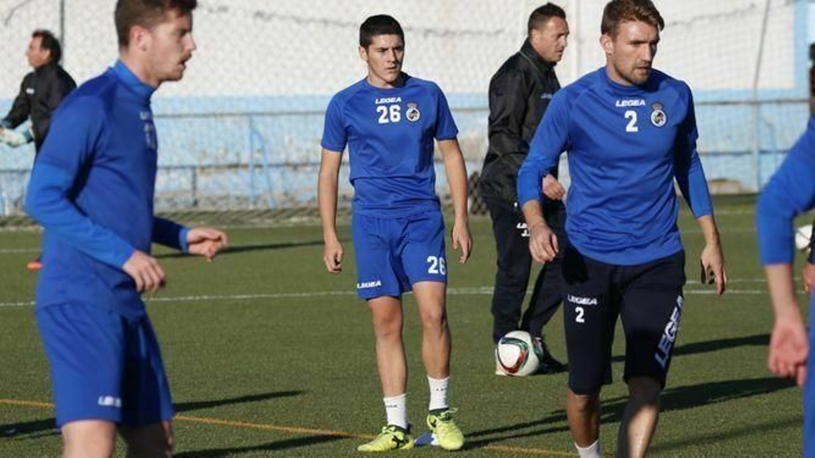 Mai, con el 26, en un entrenamiento con la Balona