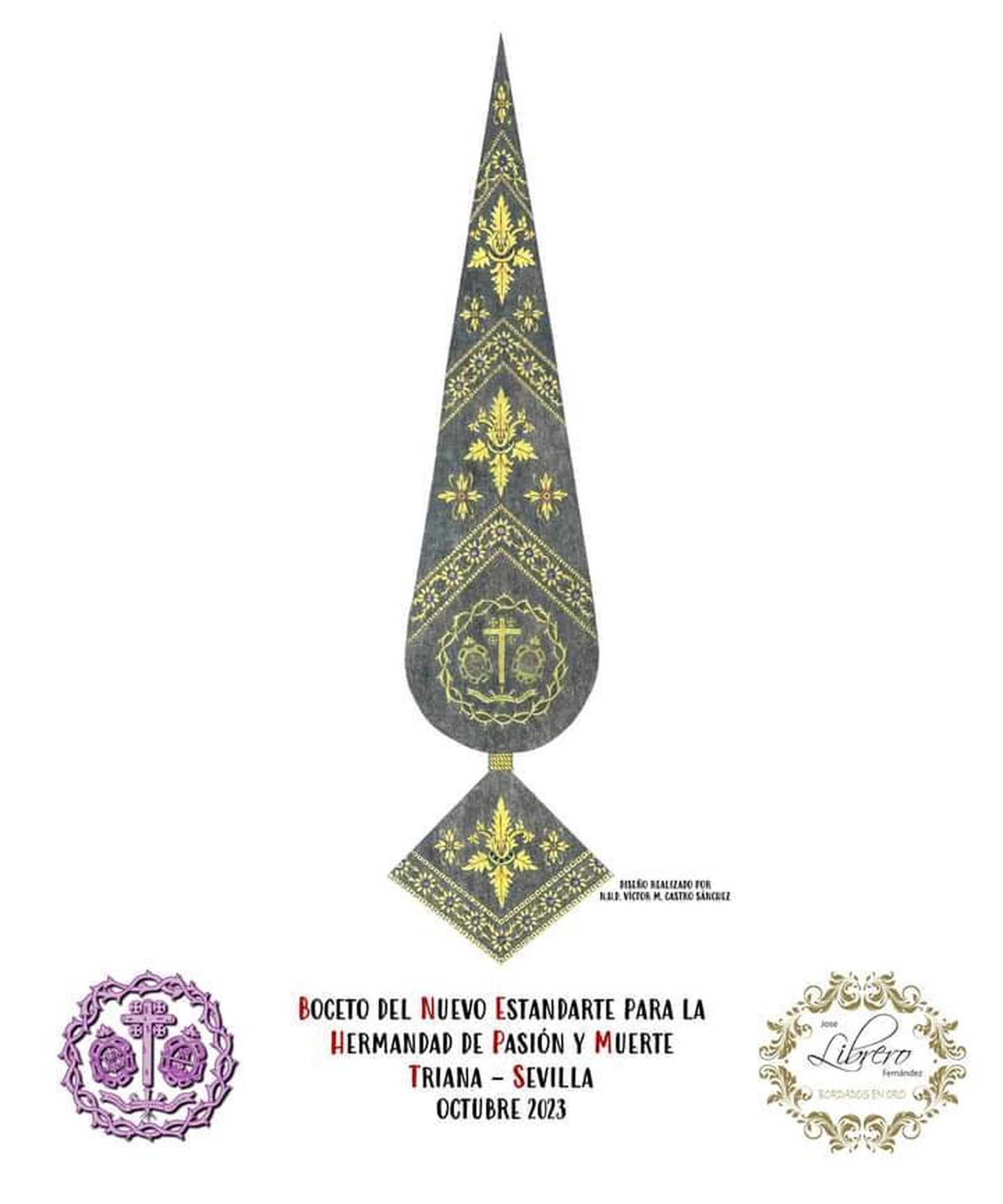 Será bordado en oro sobre terciopelo negro