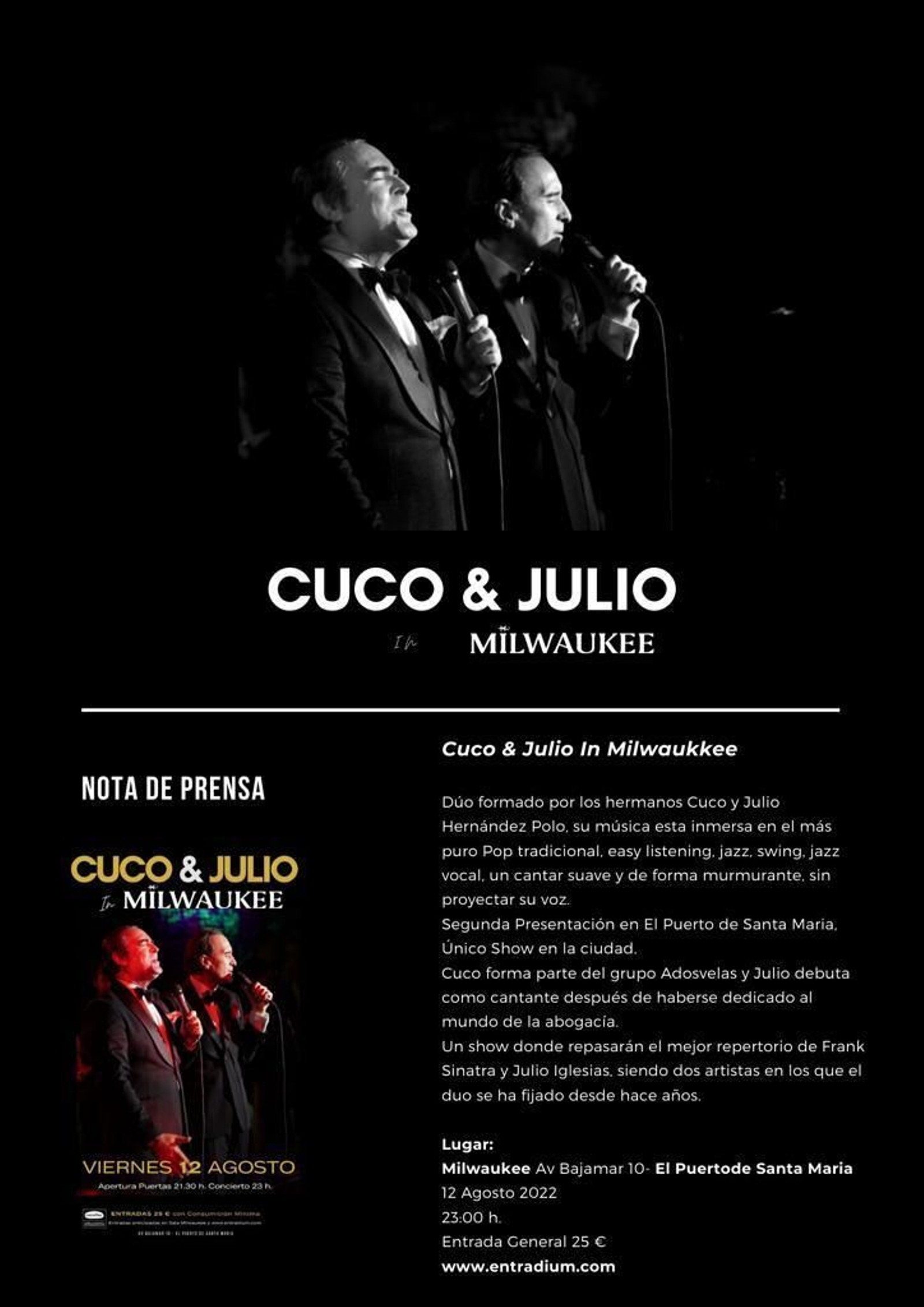 El anuncio del concierto de Cuco & Julio.