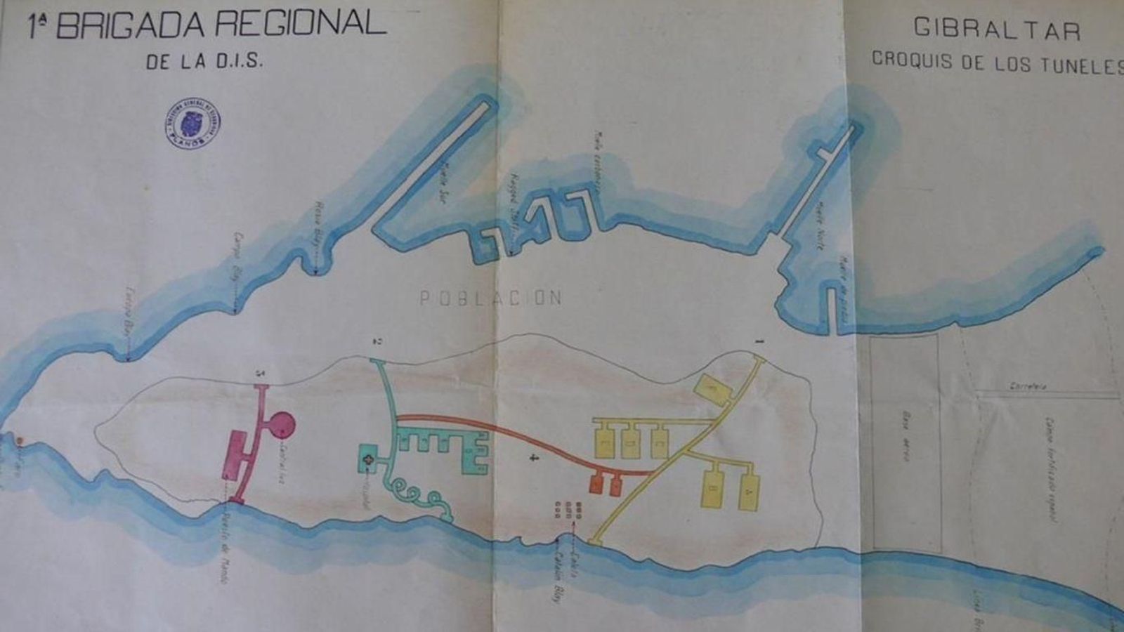 Croquis de los túneles de Gibraltar (1939). Espionaje franquista contra Gibraltar