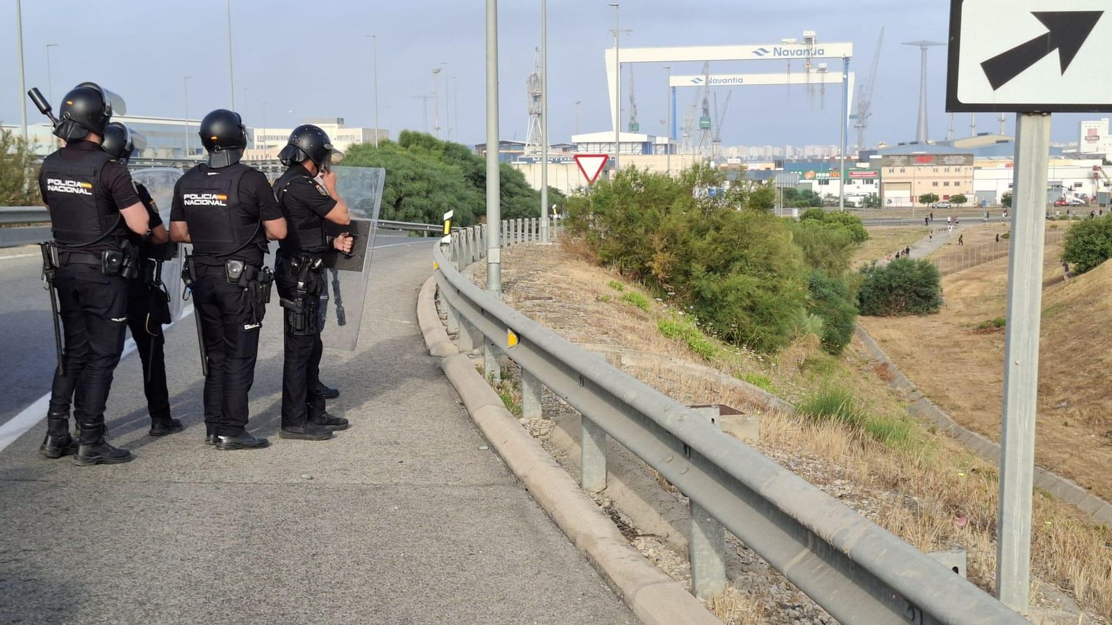 Parte del dispositivo policial en la huelga