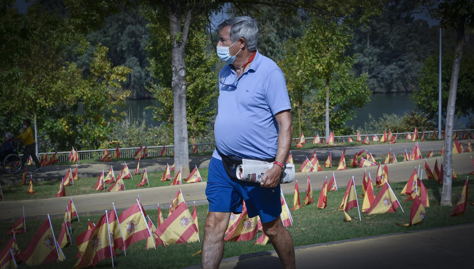 Víctimas del Coronavirus: 53.000 banderas de España junto al río