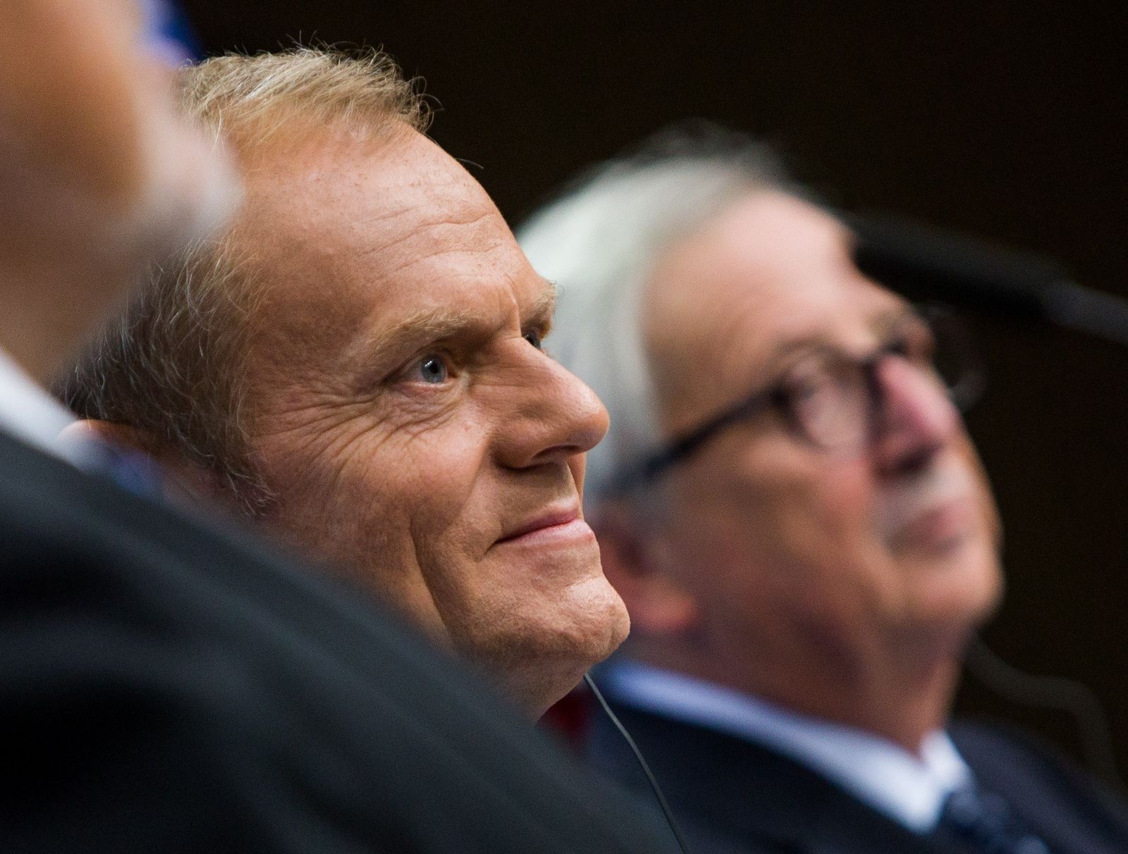 El presidente del Consejo Europeo, Donald Tusk, en rueda de prensa tras la cumbre, en Bruselas.