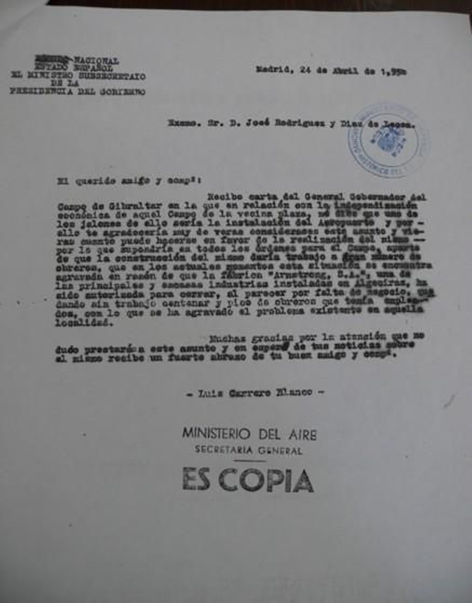 El proyecto de aeropuerto de Algeciras (1958). El proyecto de aeropuerto de Algeciras (1958).