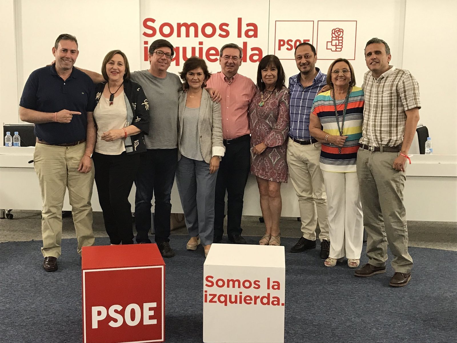 Los andaluces en la Ejecutiva de Ferraz: Rodríguez, María Jesús Castro, Salazar. Carmen Calvo, Fernando Martínez, Cristina Narbona, Celis, Faneca y López.