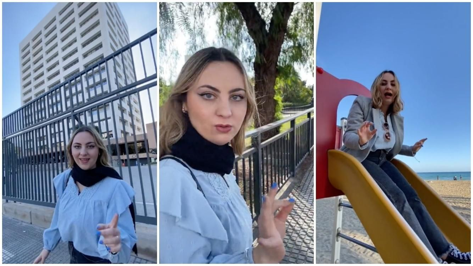 La usuaria de Tiktok @paulafeernandezz, durante el vídeo de "soy malagueña y..." La usuaria de Tiktok @paulafeernandezz, durante el vídeo de "soy malagueña y..."