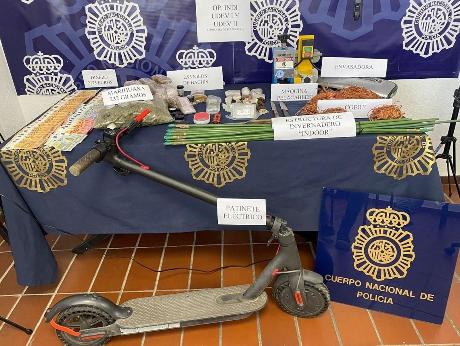 Efectos intervenidos por la Policía Nacional en esta operación.