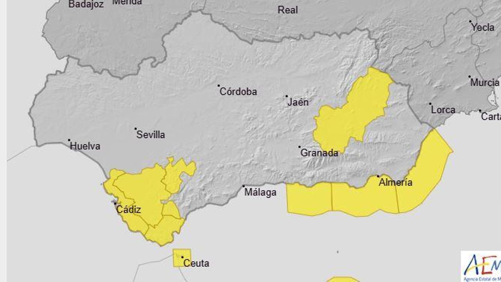 Avisos por lluvia y tormenta de la AEMET para el domingo.