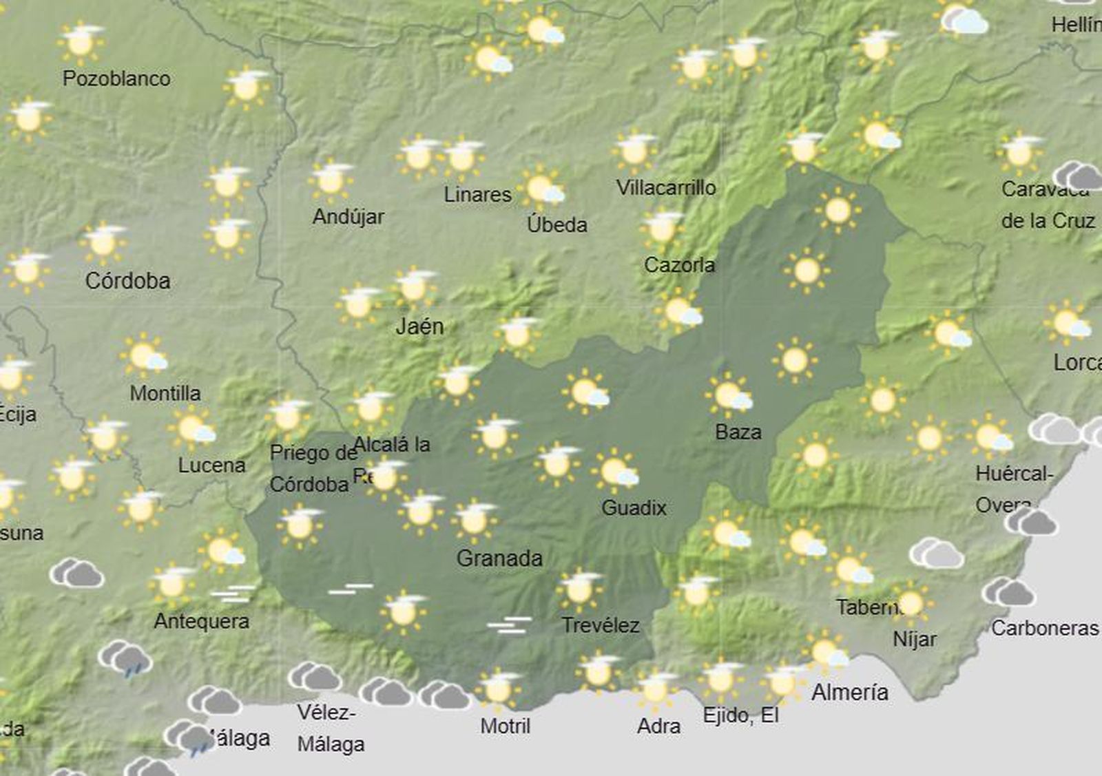 Continúan las temperaturas por encima de lo normal en la provincia de Granada