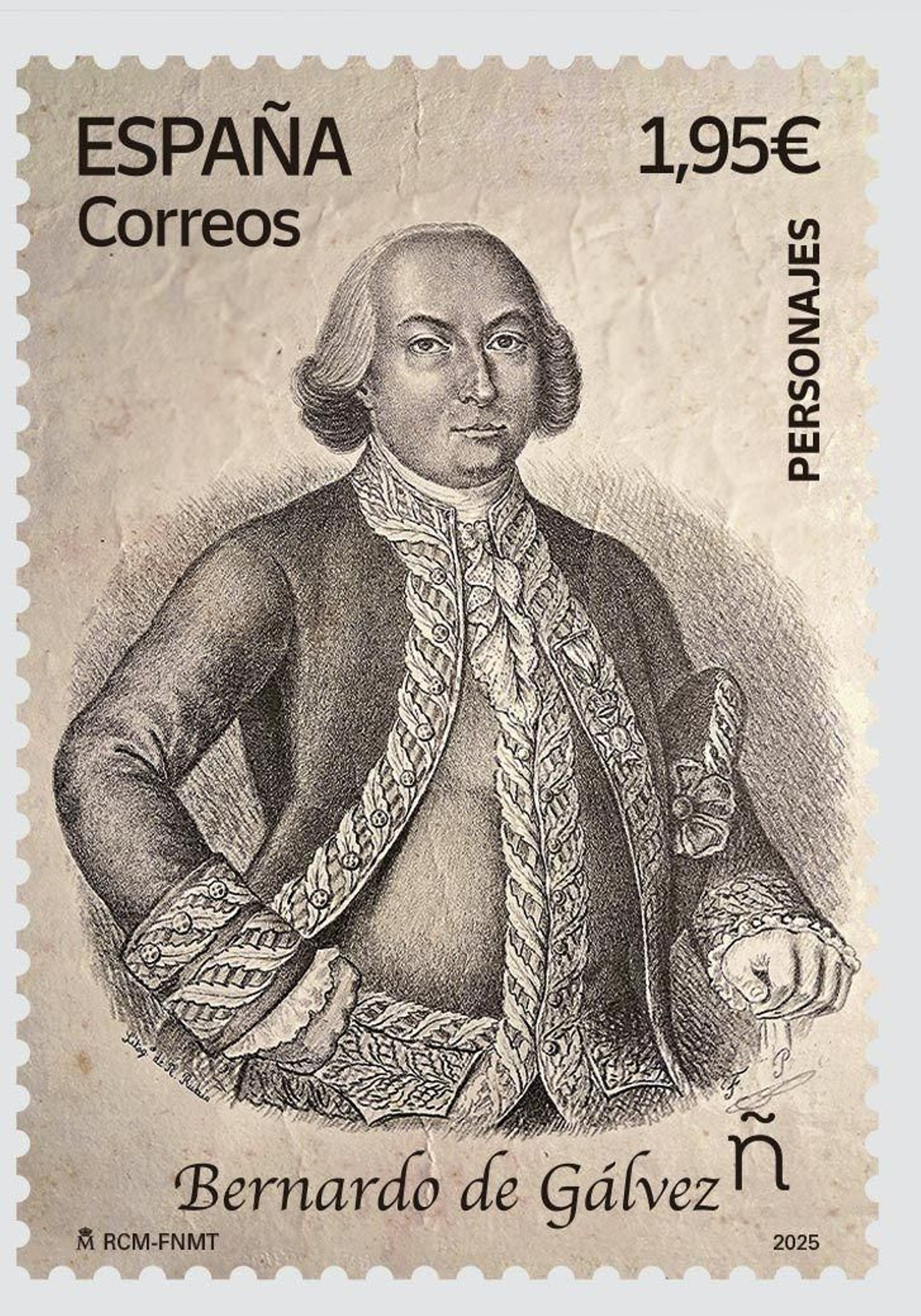 El sello dedicado a Bernardo de Gálvez.