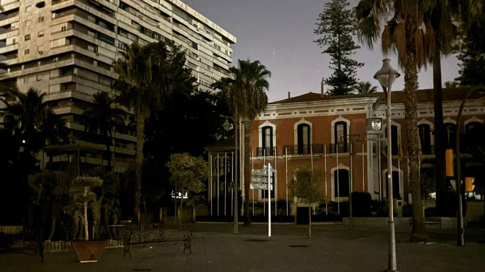 Zona de la Casa Colón durante el apagón.