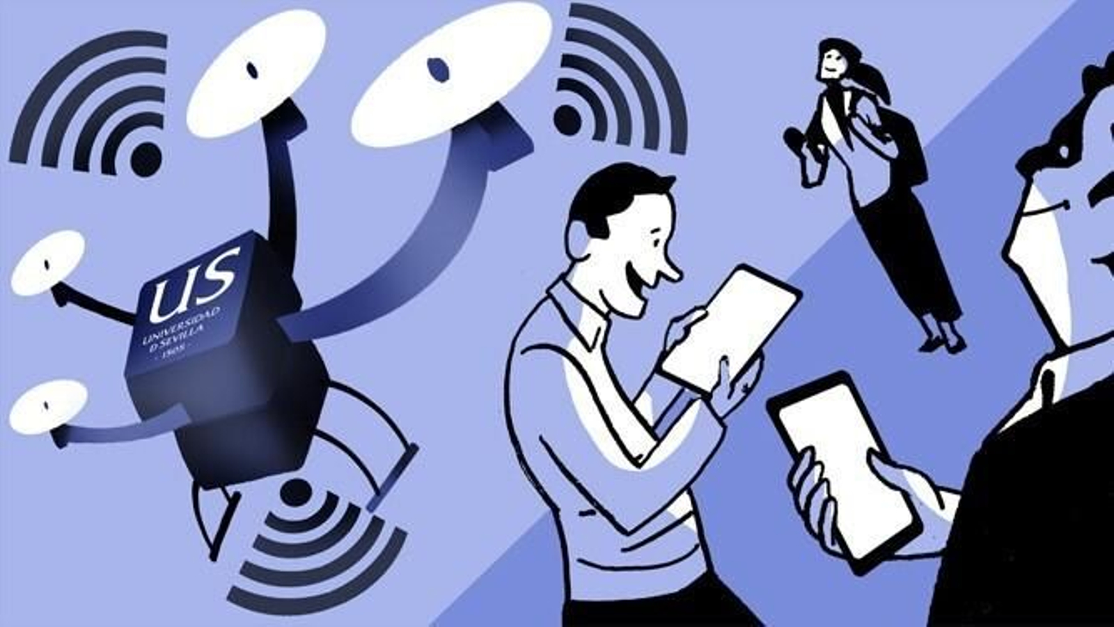 Usuarios utilizan el sistema de drones que garantiza acceso a la red wifi.