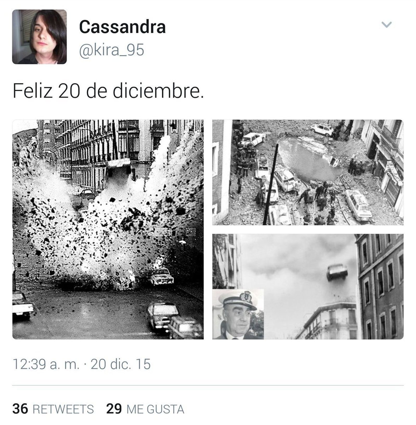 Captura del tuit por el que la joven ha sido denunciada.