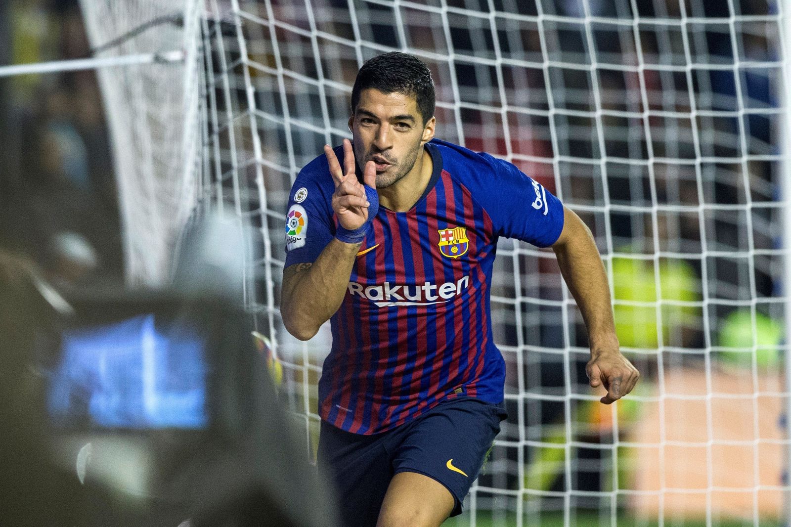 Luis Suárez celebra el tanto de la victoria del Barça ante el Rayo.