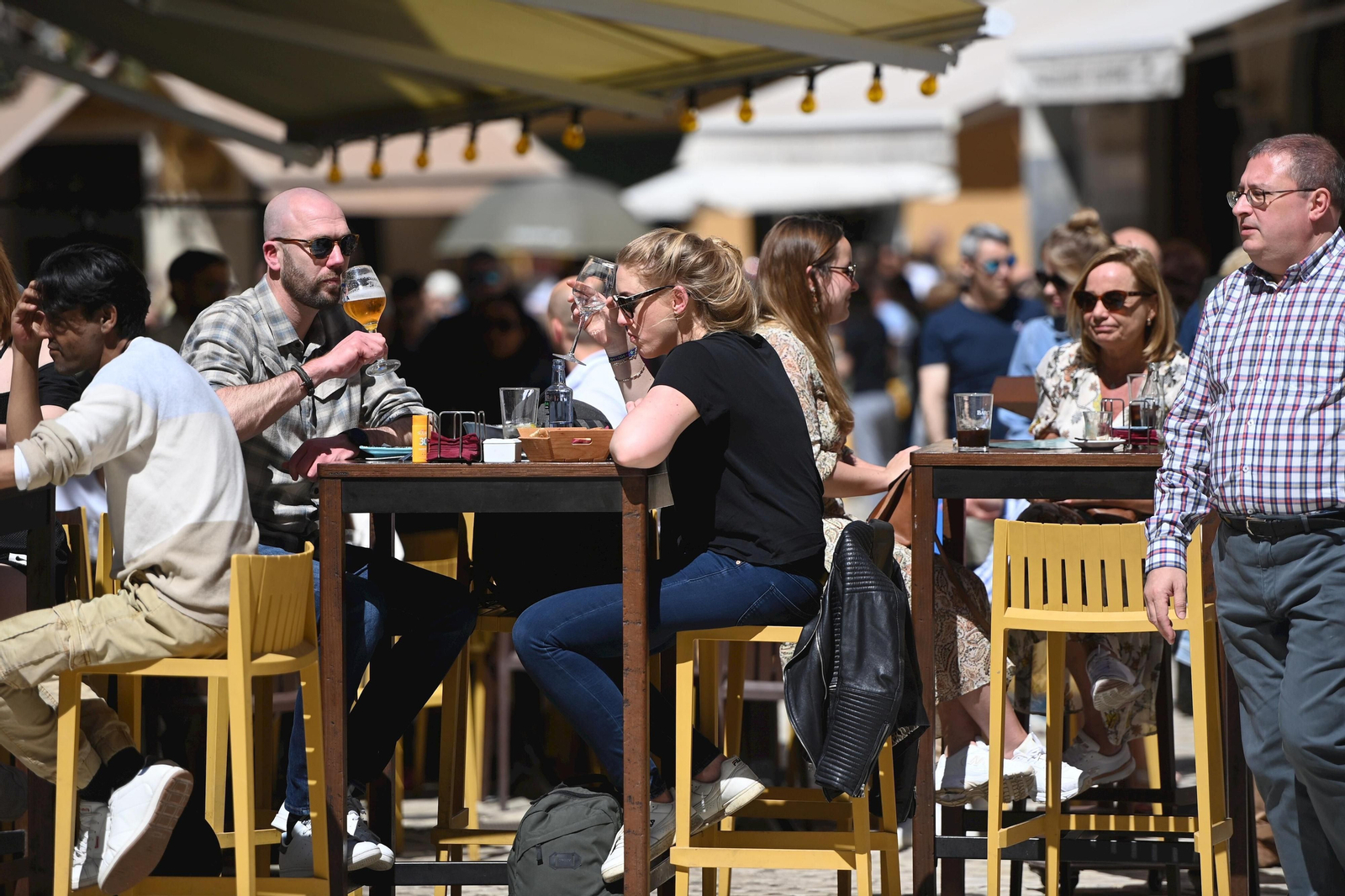 Una terraza de Málaga capital, el pasado fin de semana.