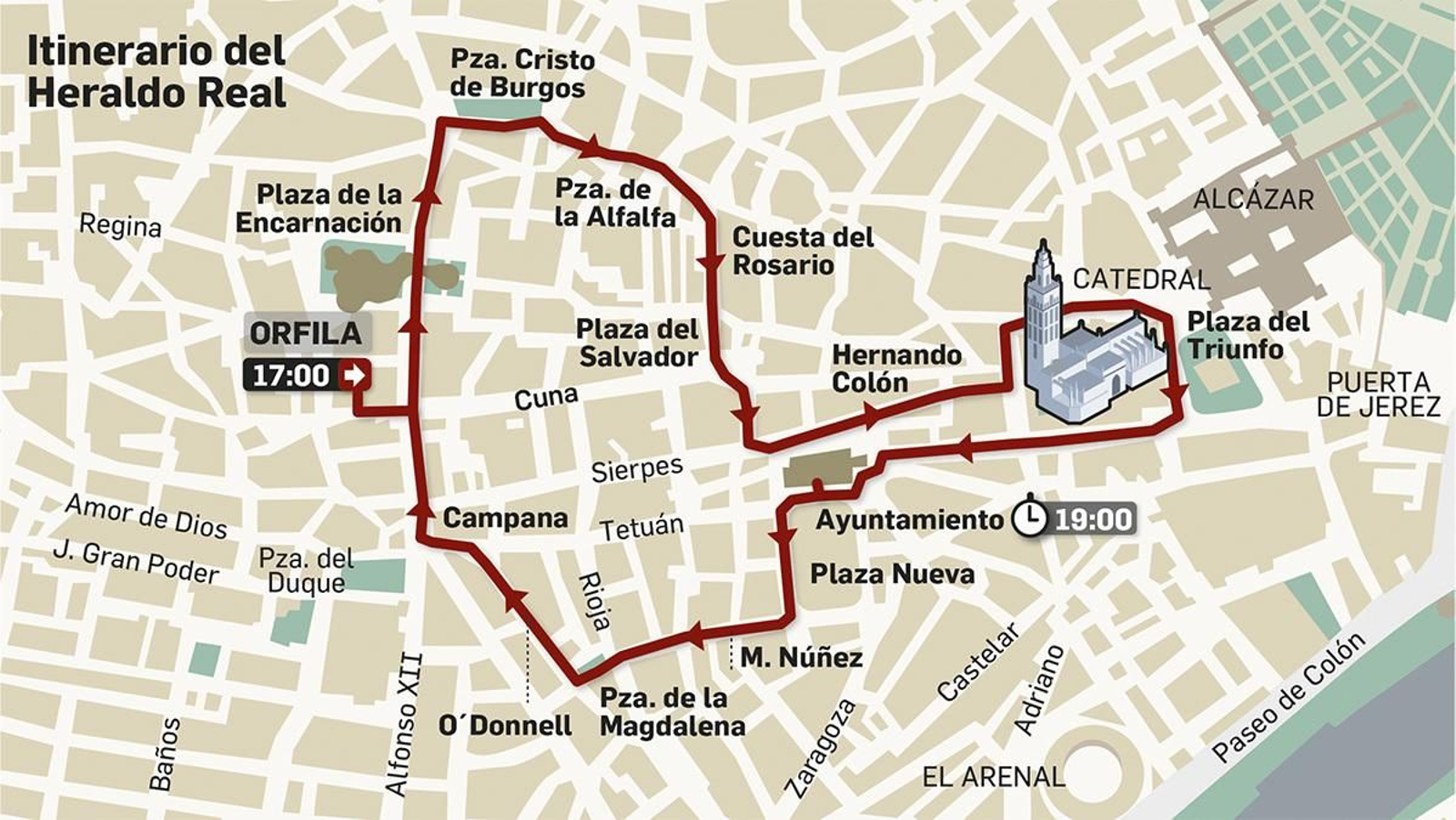 Recorrido y horario del Heraldo Real de Sevilla 2022