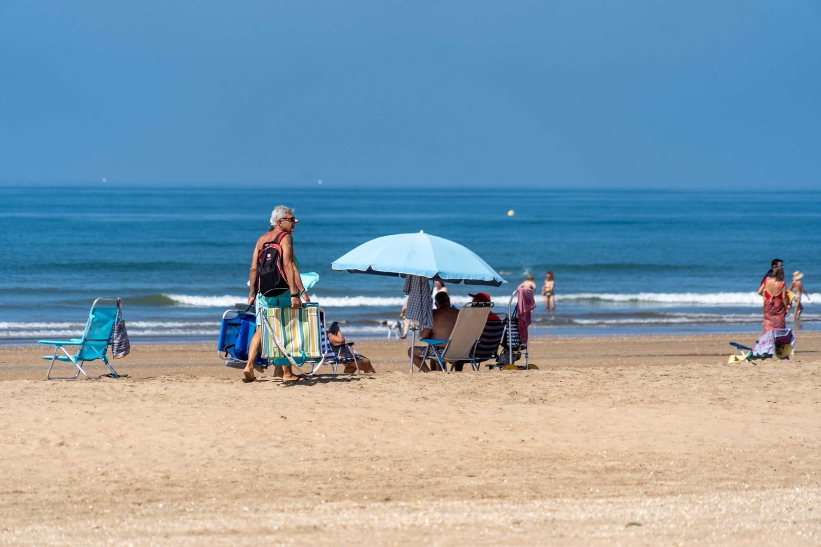 Ambiente de las playas de Punta Umbría la mañana del sábado 9 de agosto