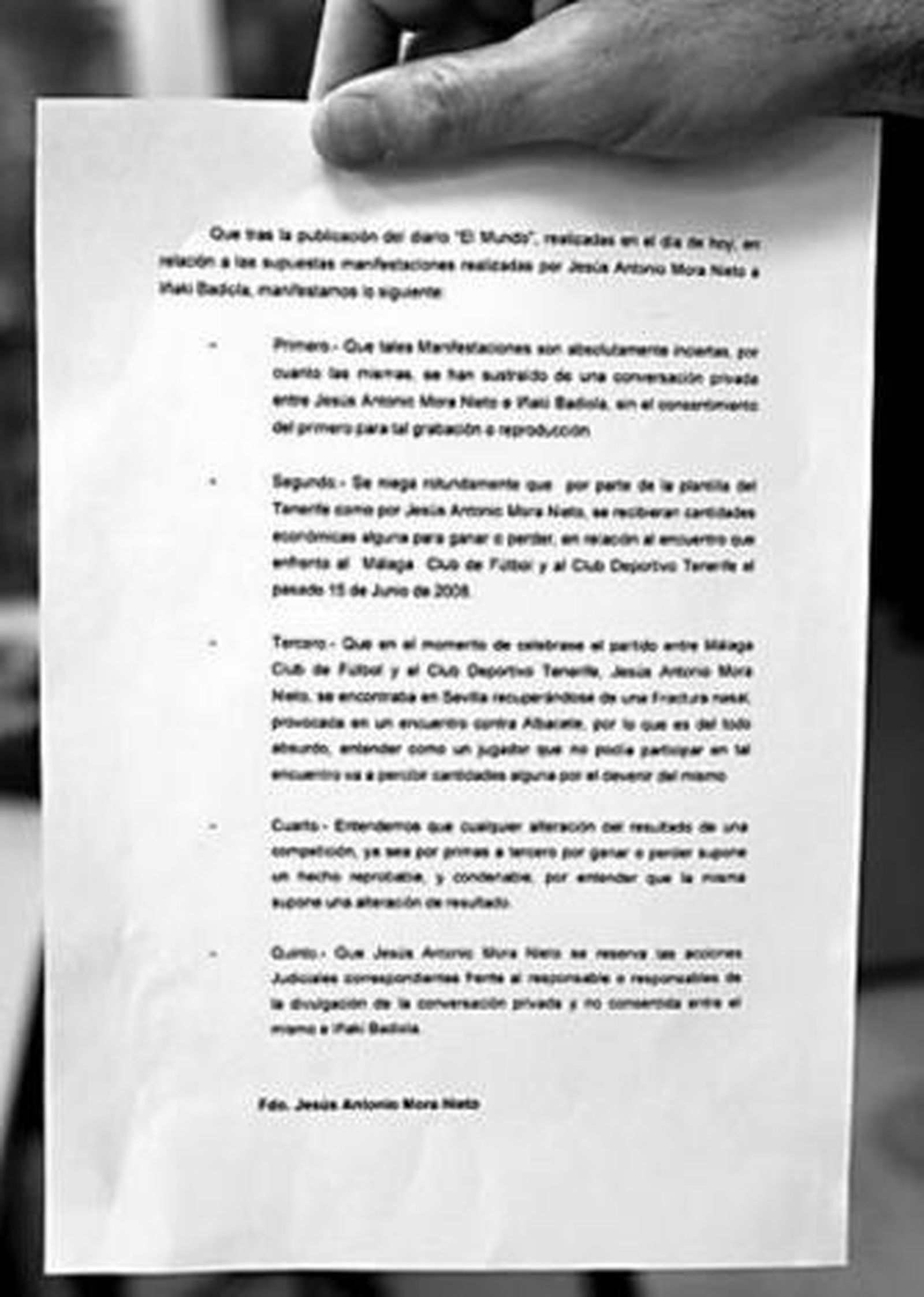 El comunicado de Jesuli.