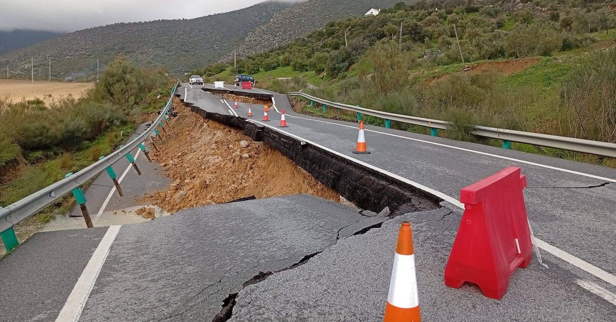 Los destrozos del temporal en las carreteras de Málaga ya cuestan 62 millones