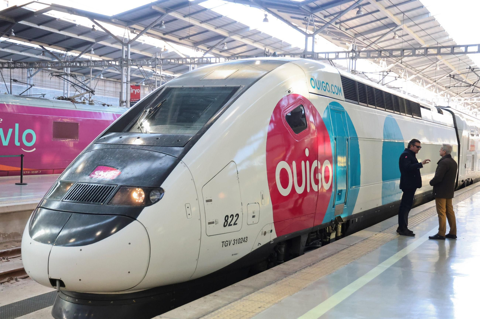 Un tren de Ouigo en la estación de María Zambrano.