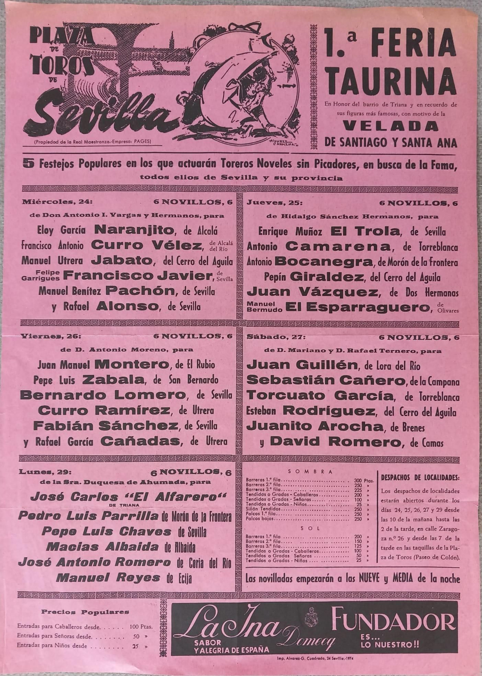 Carteles de aquella feria de oportunidades organizada en torno a la festividad de Santa Ana de 1974.