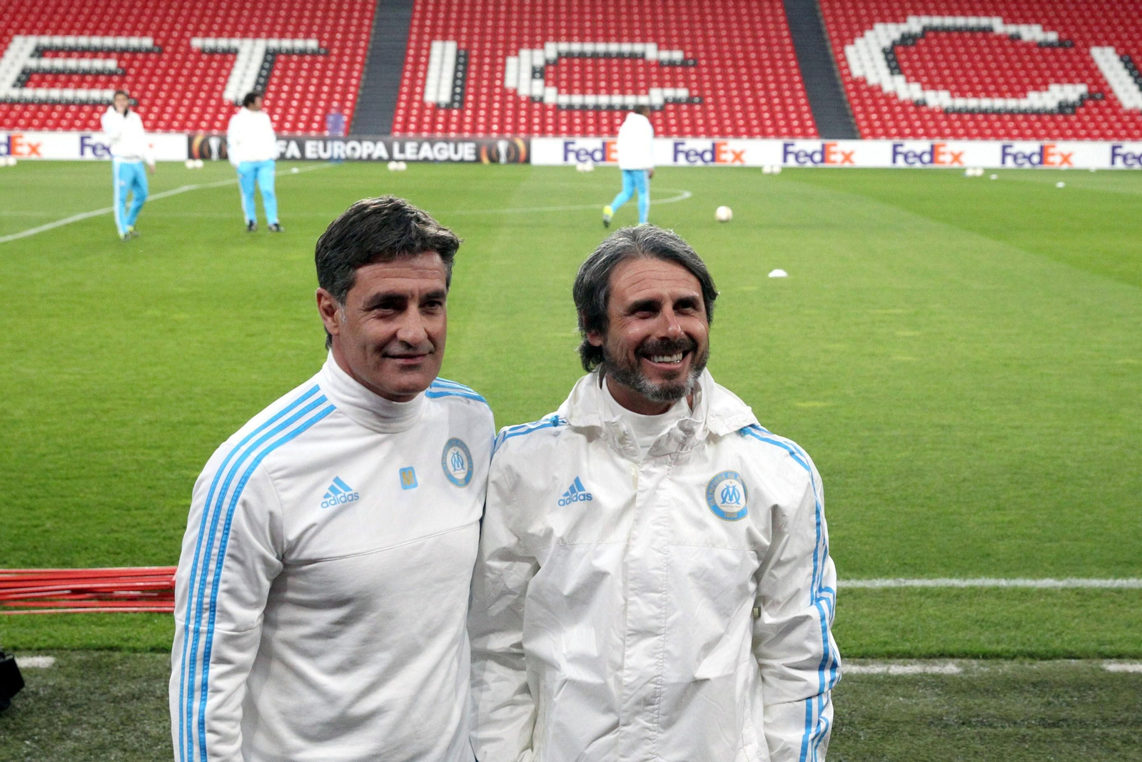 Míchel y Rafa Alkorta, juntos en San Mamés durante su etapa al frente del Olympique de Marsella.
